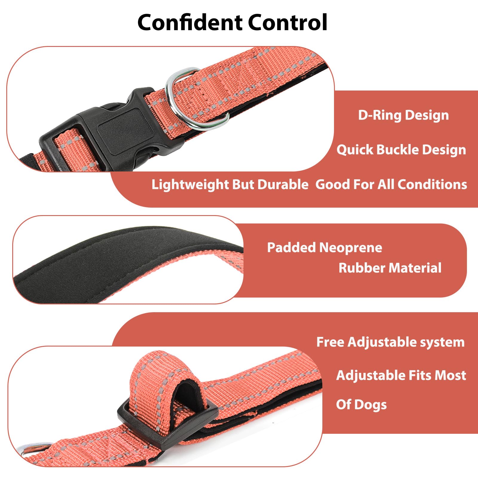 Reflective Dog Collar Padded with Soft Neoprene Breathable Quick Release Basic Dog Collars