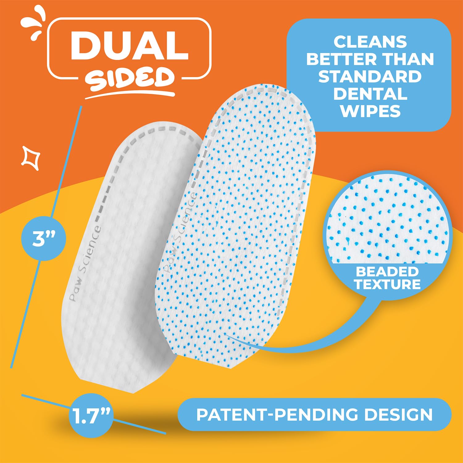 Dog & Cat Teeth Cleaning Wipes - Dental Finger Wipes for Cats & Dogs - Pet Toothbrush & Tooth Brushing Kit - Effective Teeth Cleaner (Unscented)