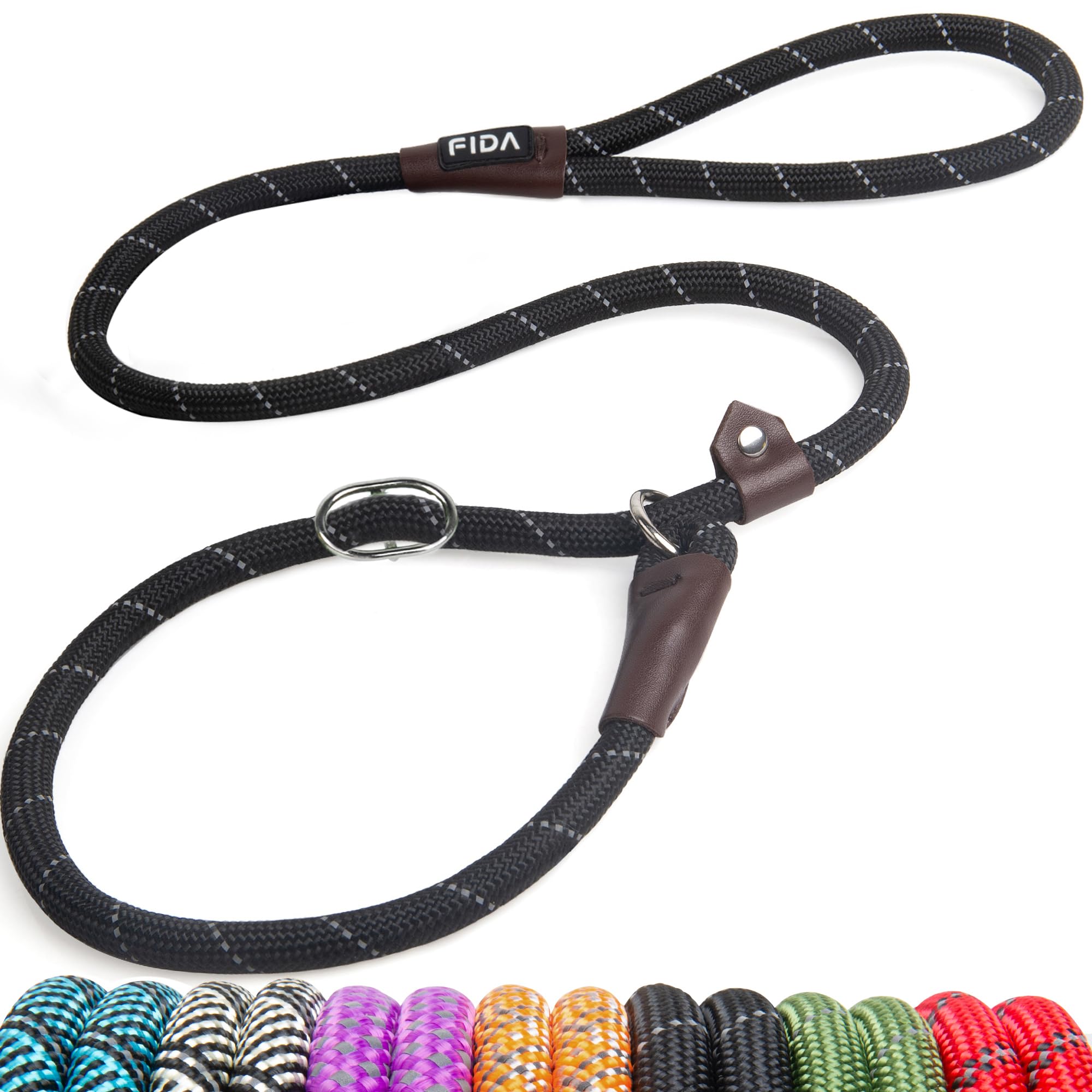 Durable Slip Lead Dog Leash, Heavy Duty Dog Loop Leashes, Comfortable Strong Rope Slip Leash for Large Medium Dogs, No Pull Pet Training Lead with Highly Reflective