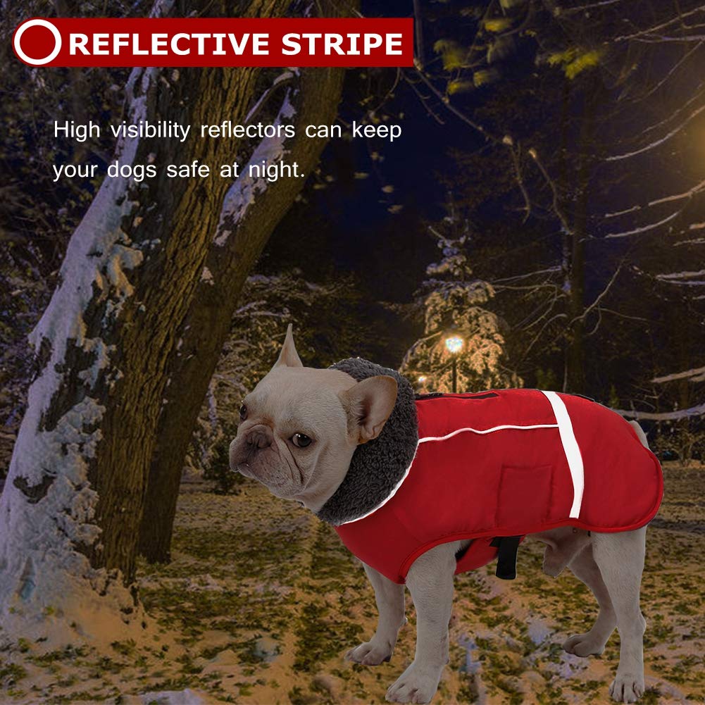 Premium Warm Dog Coat Reflective Dog Jacket, Waterproof Dog Winter Coat Turtleneck Dog Clothes for Cold Weather, Thick Fleece Dog Snowsuit Christmas Dog Vest Pet Apparel for Small Medium Large Dogs