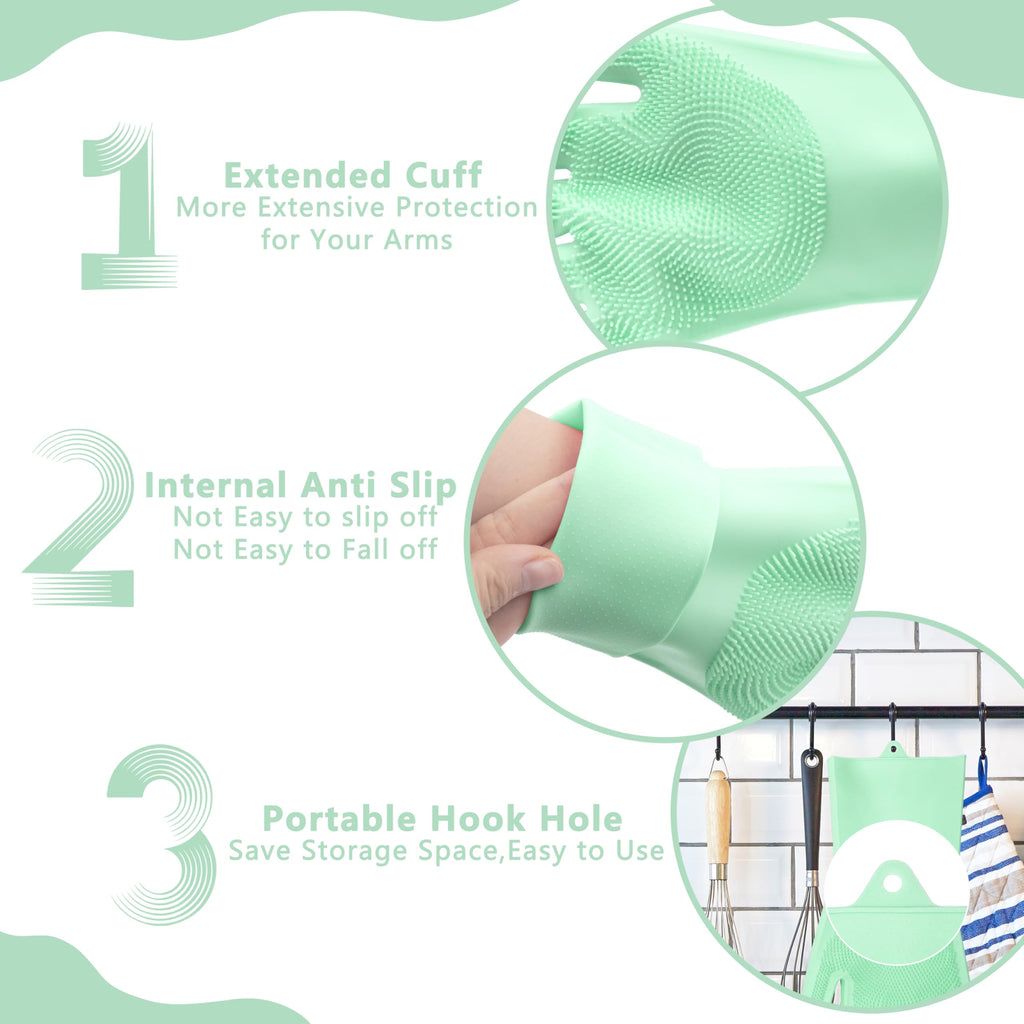 Pet Grooming Gloves—Heat Resistant Dog Washing Gloves with High-Density Teeth, Dog Bath Scrubber with Enhanced Five Finger Design, Silicone Gloves for Dogs and Cats Bathing, Massage (Blue)