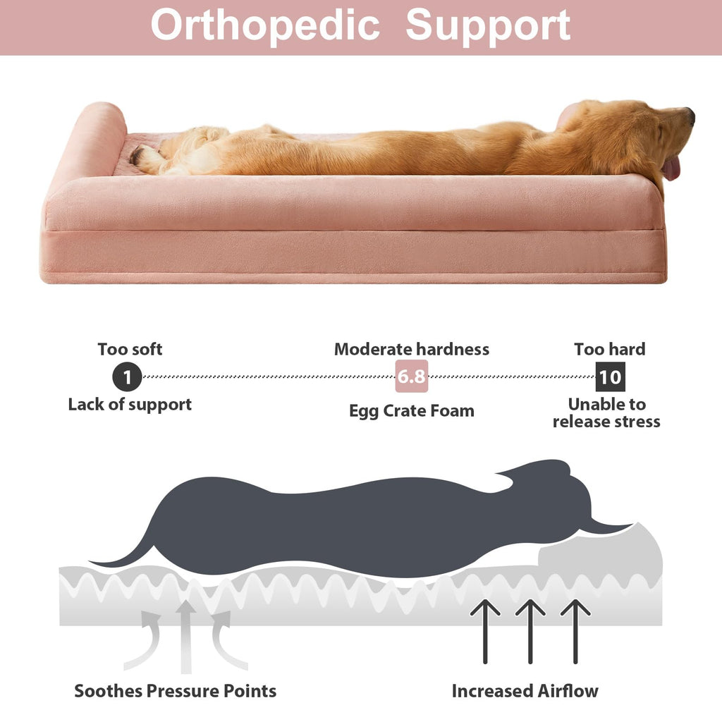 BFPETHOME Dog Beds for Large Dogs, Orthopedic Dog Bed for Medium Large Dogs,Big Waterproof Couch Pet Bed with Removable Washable Cover