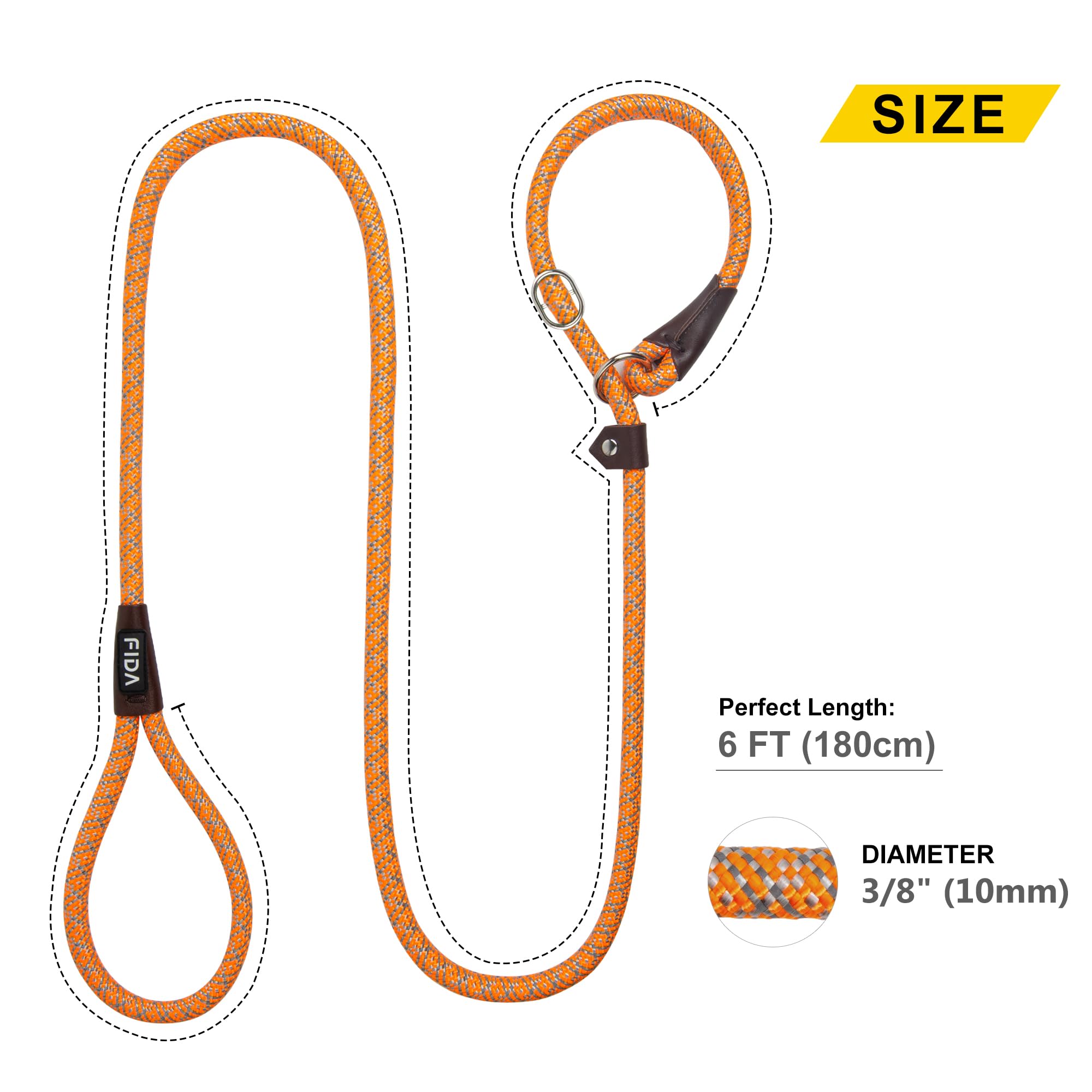 Durable Slip Lead Dog Leash, Heavy Duty Dog Loop Leashes, Comfortable Strong Rope Slip Leash for Large Medium Dogs, No Pull Pet Training Lead with Highly Reflective