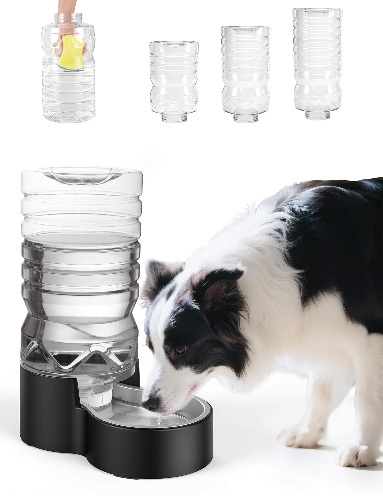 Automatic Dog Water Dispenser【Wide Mouth for Easy Hand-in Cleaning】【Removable Stainless Steel Bowl】, Gravity Refilling Large Capacity for Cats and Dogs, Multi-Pet Homes
