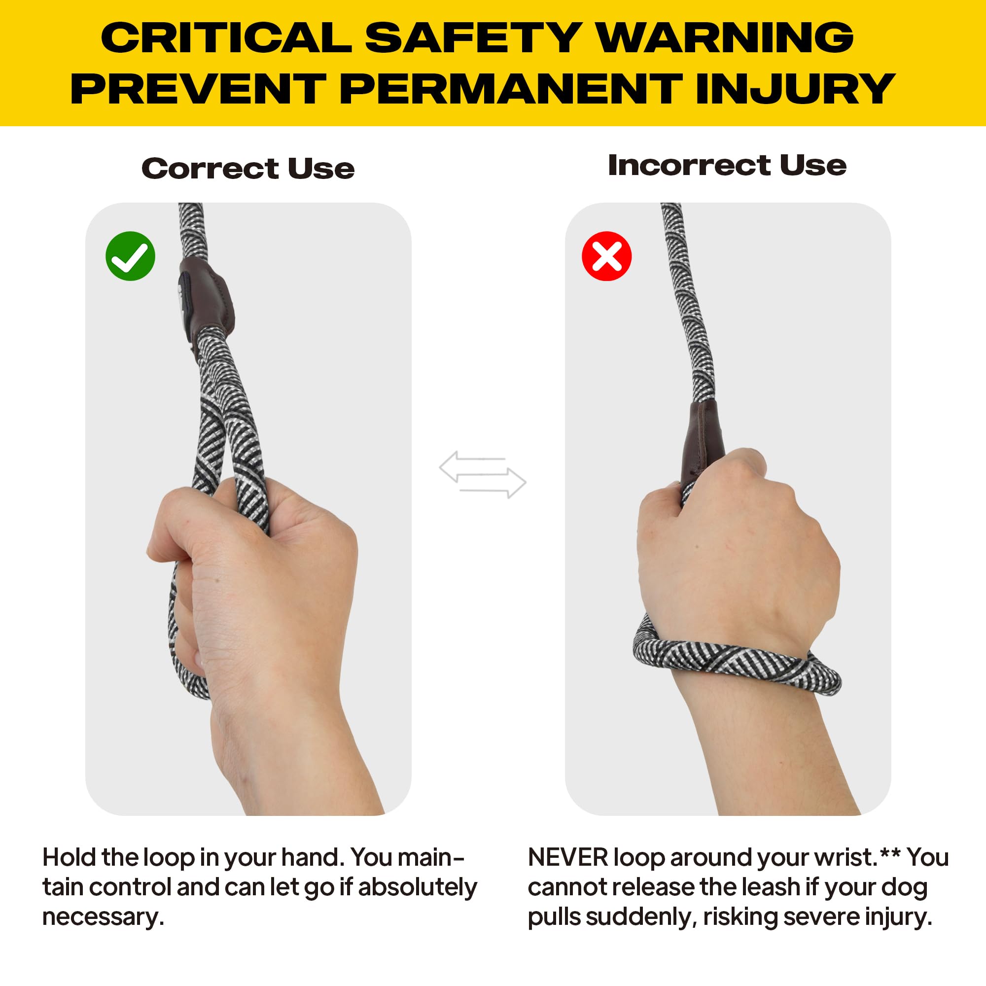 Durable Slip Lead Dog Leash, Heavy Duty Dog Loop Leashes, Comfortable Strong Rope Slip Leash for Large Medium Dogs, No Pull Pet Training Lead with Highly Reflective