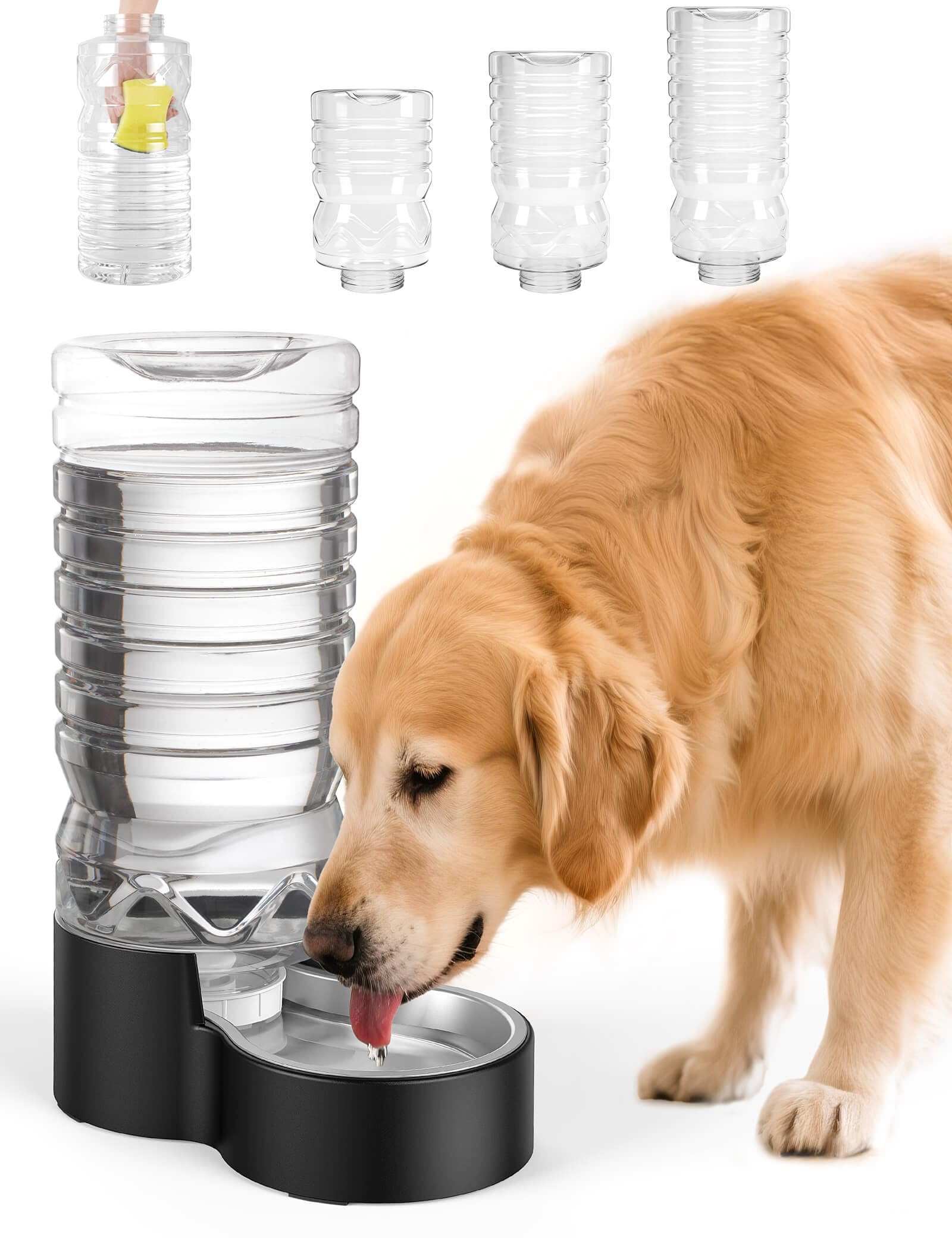 Automatic Dog Water Dispenser【Wide Mouth for Easy Hand-in Cleaning】【Removable Stainless Steel Bowl】, Gravity Refilling Large Capacity for Cats and Dogs, Multi-Pet Homes
