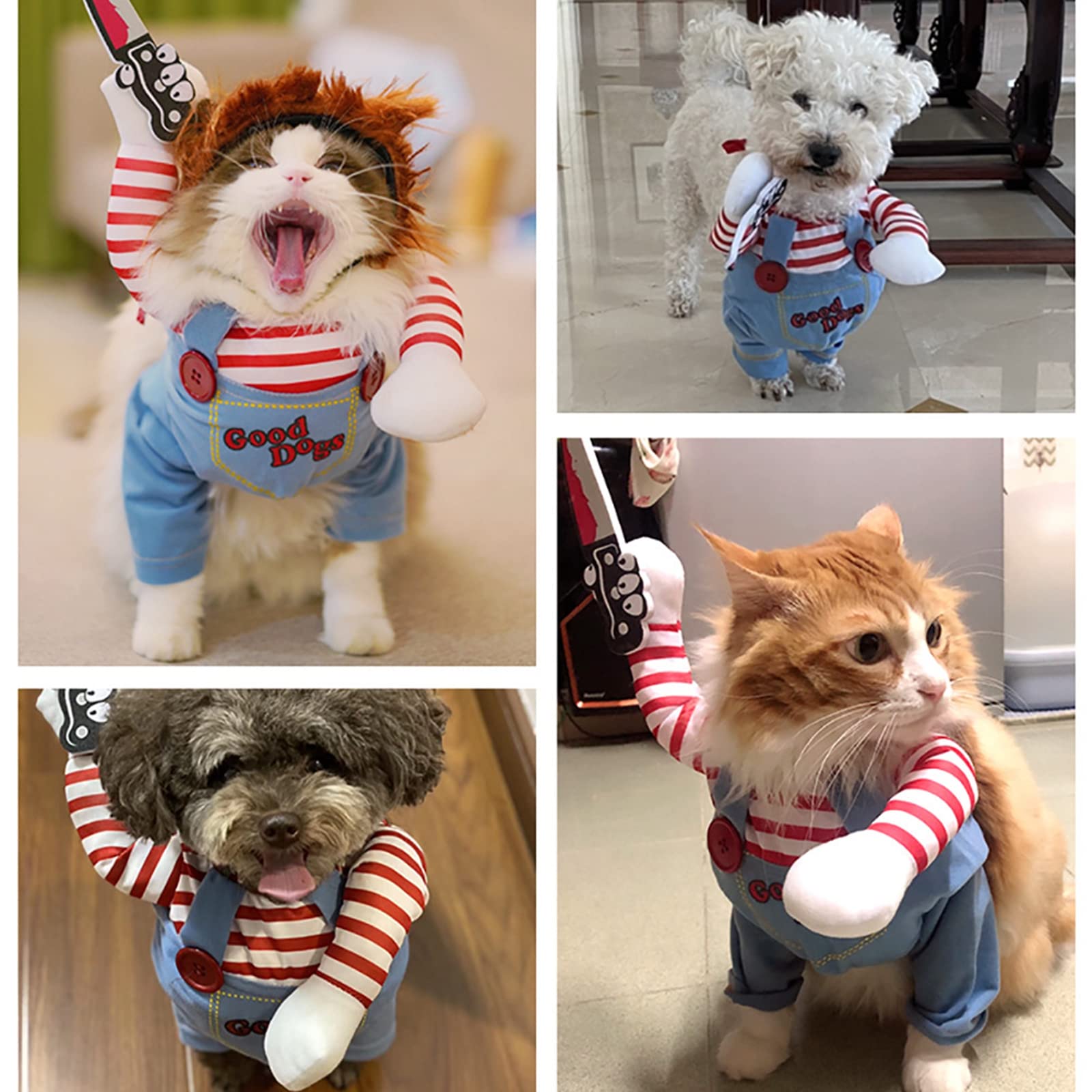 Pet Deadly Dog Costume, Cute Dog Cosplay Halloween Christmas Funny Pet Clothes Party Costume for Small Medium and Large Dogs