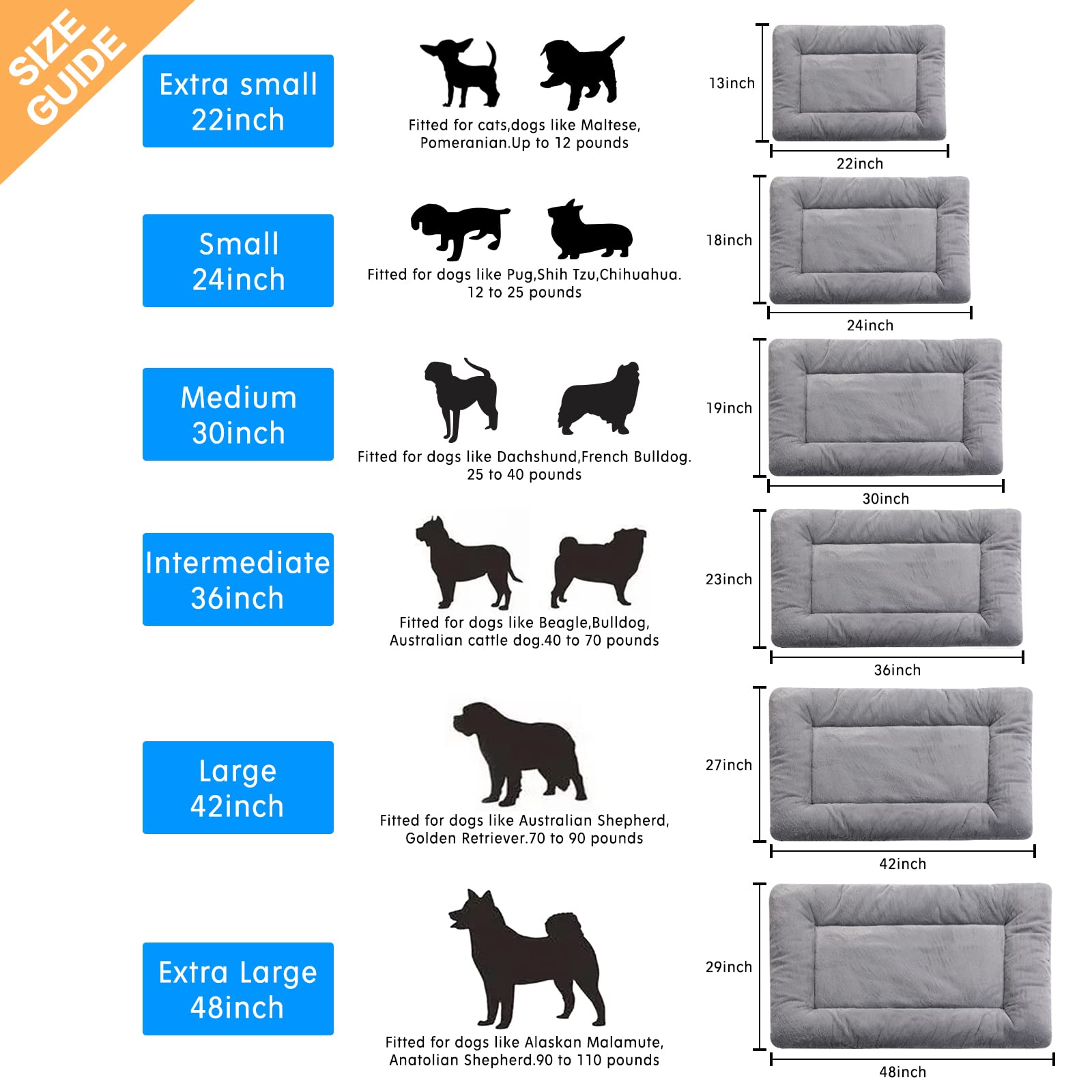 Dog Beds Crate Pad for Medium/Large Dogs Fit Metal,Ultra Soft, Washable & Anti-Slip Kennel Pad for Dogs Cozy Sleeping
