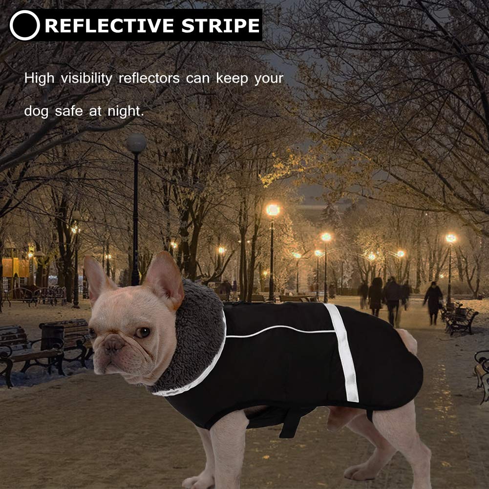 Premium Warm Dog Coat Reflective Dog Jacket, Waterproof Dog Winter Coat Turtleneck Dog Clothes for Cold Weather, Thick Fleece Dog Snowsuit Christmas Dog Vest Pet Apparel for Small Medium Large Dogs