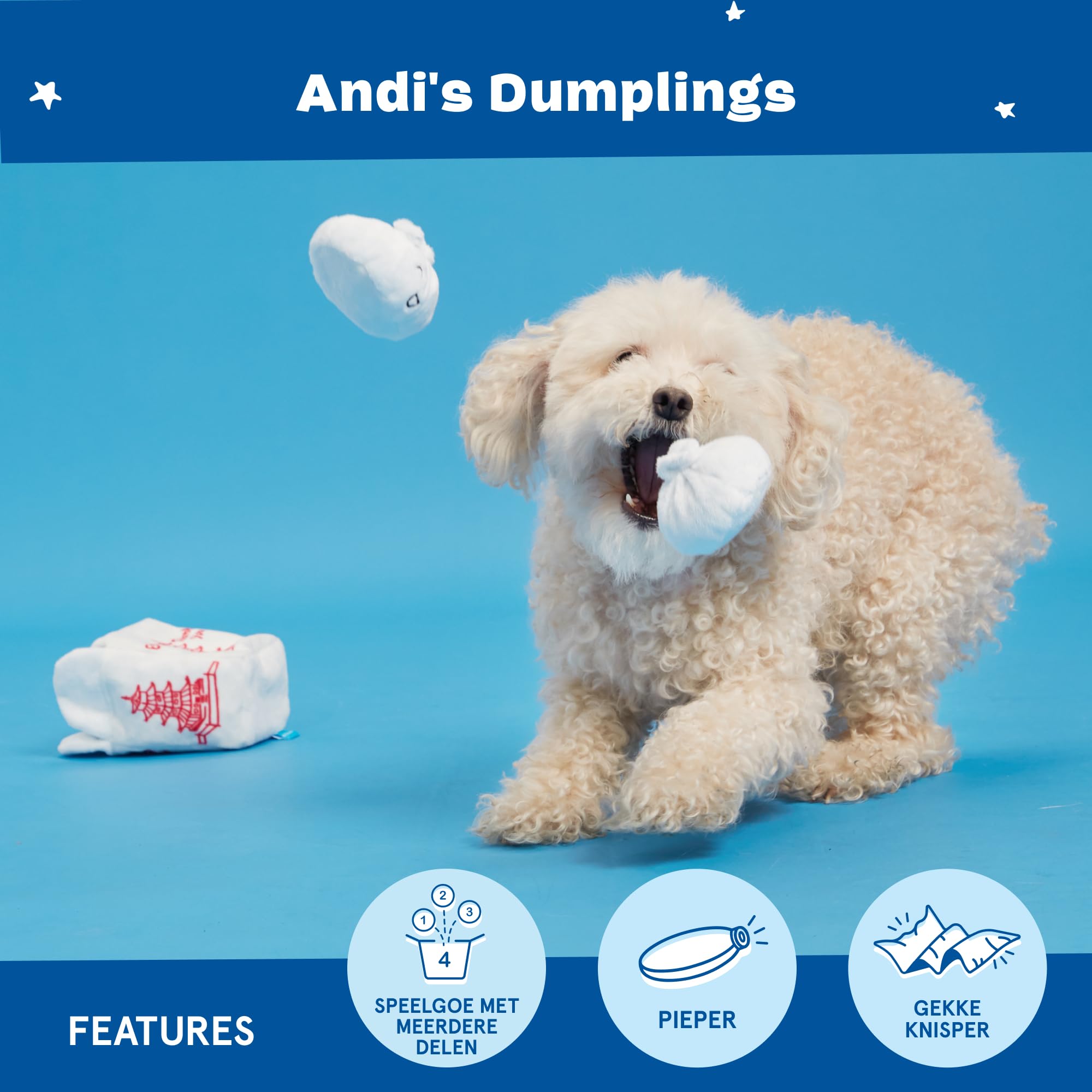 Dog Toy 2 in 1 Interactive, Plush Exterior Material & Squeaker, Tearable Dog Toy with Squeaky Ball Inside, Ideal for Toy Destroyers - Andi's Dumpling, large