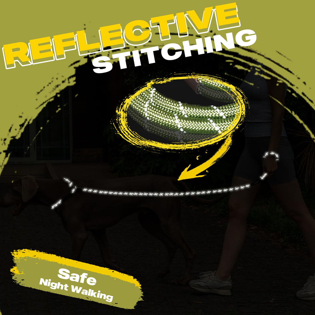 Durable Slip Lead Dog Leash, Heavy Duty Dog Loop Leashes, Comfortable Strong Rope Slip Leash for Large Medium Dogs, No Pull Pet Training Lead with Highly Reflective