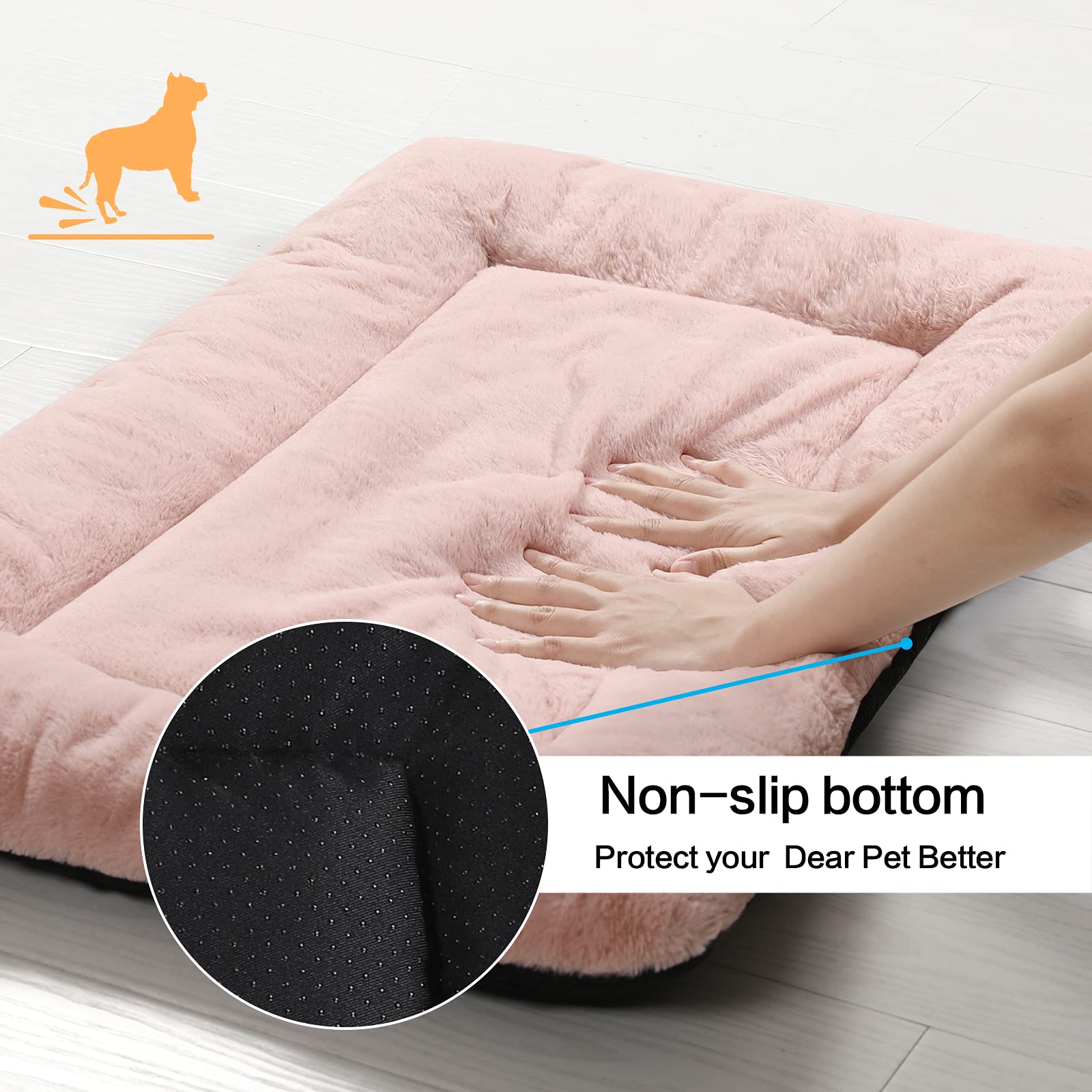Dog Beds Crate Pad for Medium/Large Dogs Fit Metal,Ultra Soft, Washable & Anti-Slip Kennel Pad for Dogs Cozy Sleeping