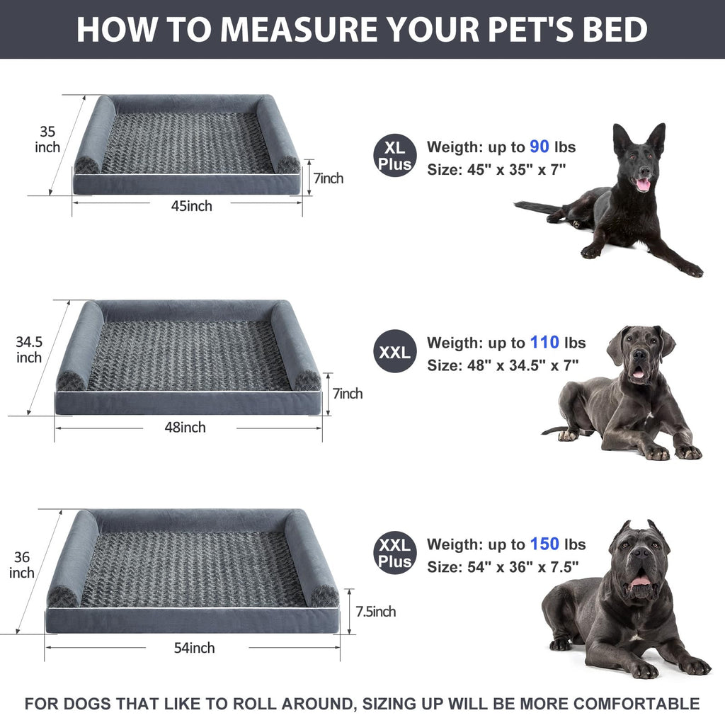 BFPETHOME Dog Beds for Large Dogs, Orthopedic Dog Bed for Medium Large Dogs,Big Waterproof Couch Pet Bed with Removable Washable Cover
