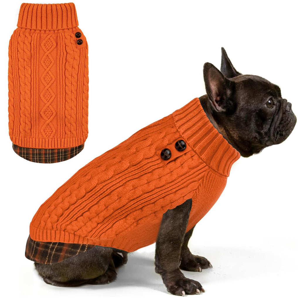 Premium Dog Sweater Soft Pullover Dog Sweaters for Small Dogs Male Stretchy Knitwear Cat Clothes Warm Turtleneck Small Dogs Sweater with Gingham Patchwork Comfy Pet Coat for Fall Winter Cold Weather