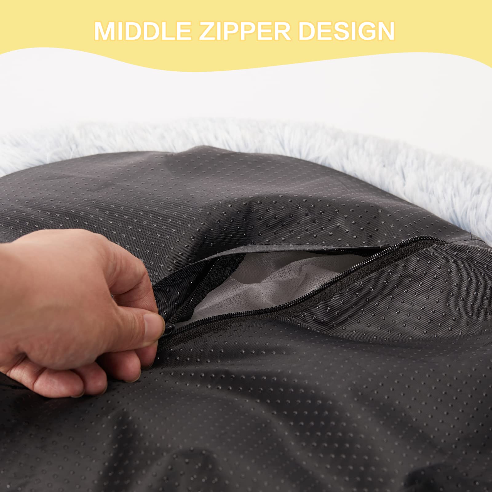 Calming Donut Dog Bed for Extra Large Dogs, Round Plush Bed with Non-Slip Bottom