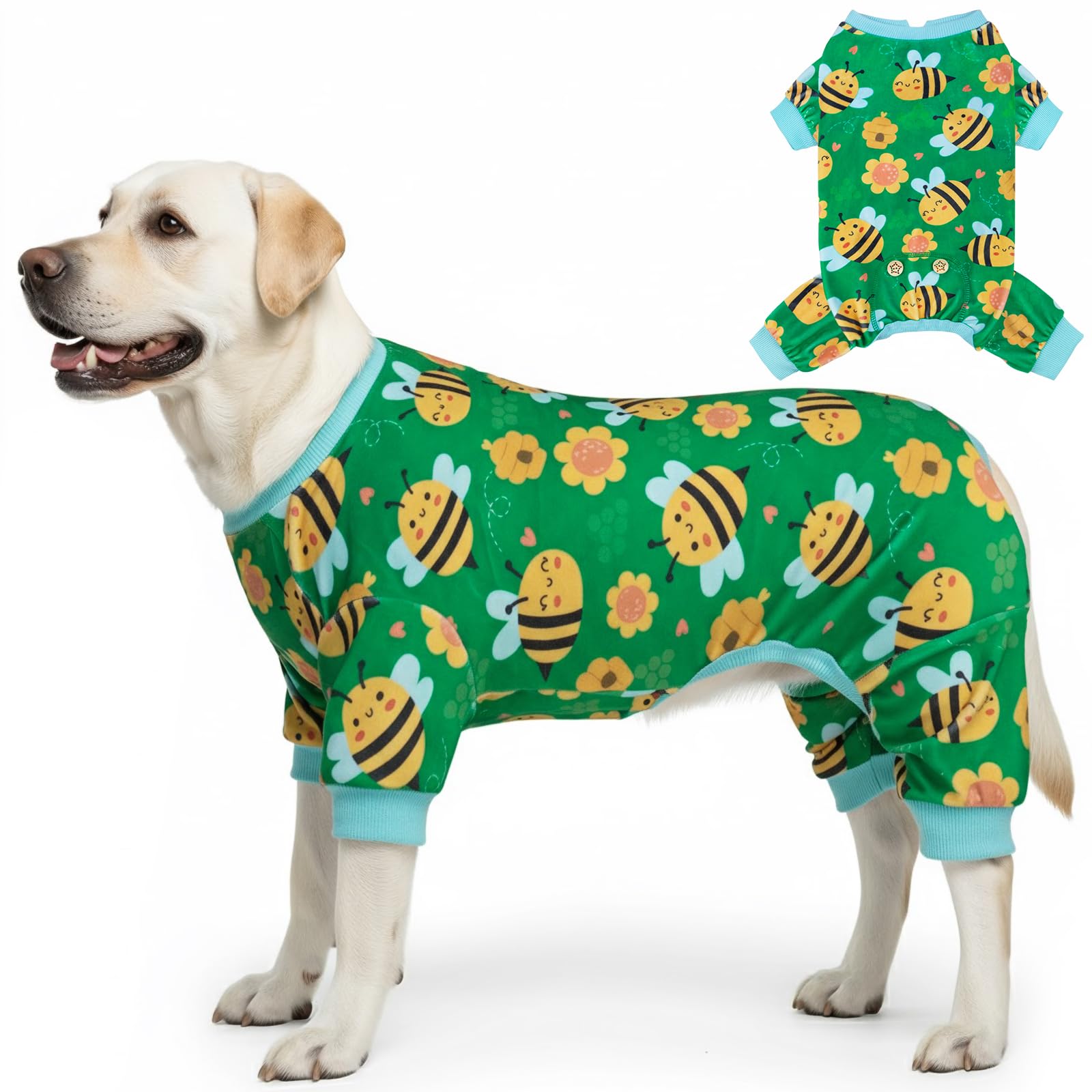 Dog Pajamas Velvet Dog Pajamas Large Sized Dogs Soft Dogs Clothes Pjs with Yellow Ducks Pattern Stretchy Pet Jammies Coat Comfy Pet Onesie Costume