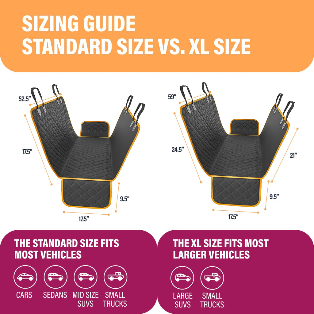 Standard Dog Car Hammock Back Seat Cover, Waterproof Backseat Cover Protector for Truck Bench Rear of Sedans or SUVs, Essential Pet Supplies Vacuum or Wipe Clean, Machine Washable