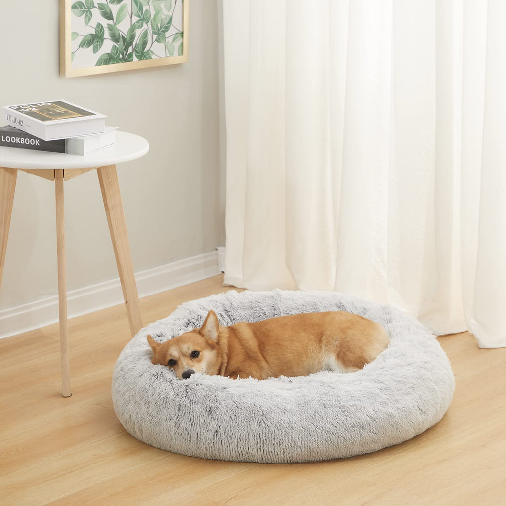Calming Donut Dog Bed for Extra Large Dogs, Round Plush Bed with Non-Slip Bottom
