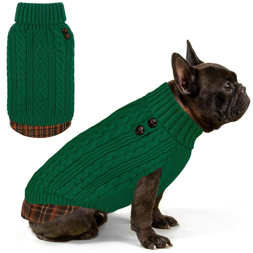 Premium Dog Sweater Soft Pullover Dog Sweaters for Small Dogs Male Stretchy Knitwear Cat Clothes Warm Turtleneck Small Dogs Sweater with Gingham Patchwork Comfy Pet Coat for Fall Winter Cold Weather