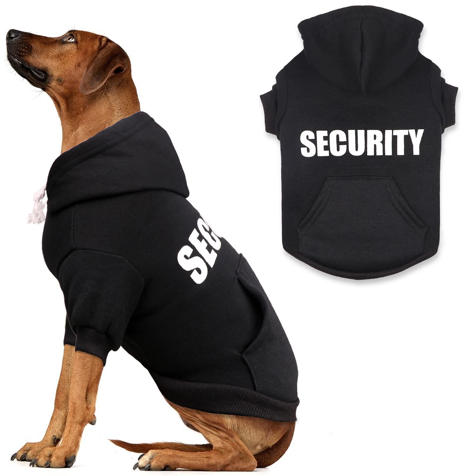 Security Dog Sweater Soft Brushed Fleece Clothes Hoodie Sweatshirt with Pocket Dog Sweaters