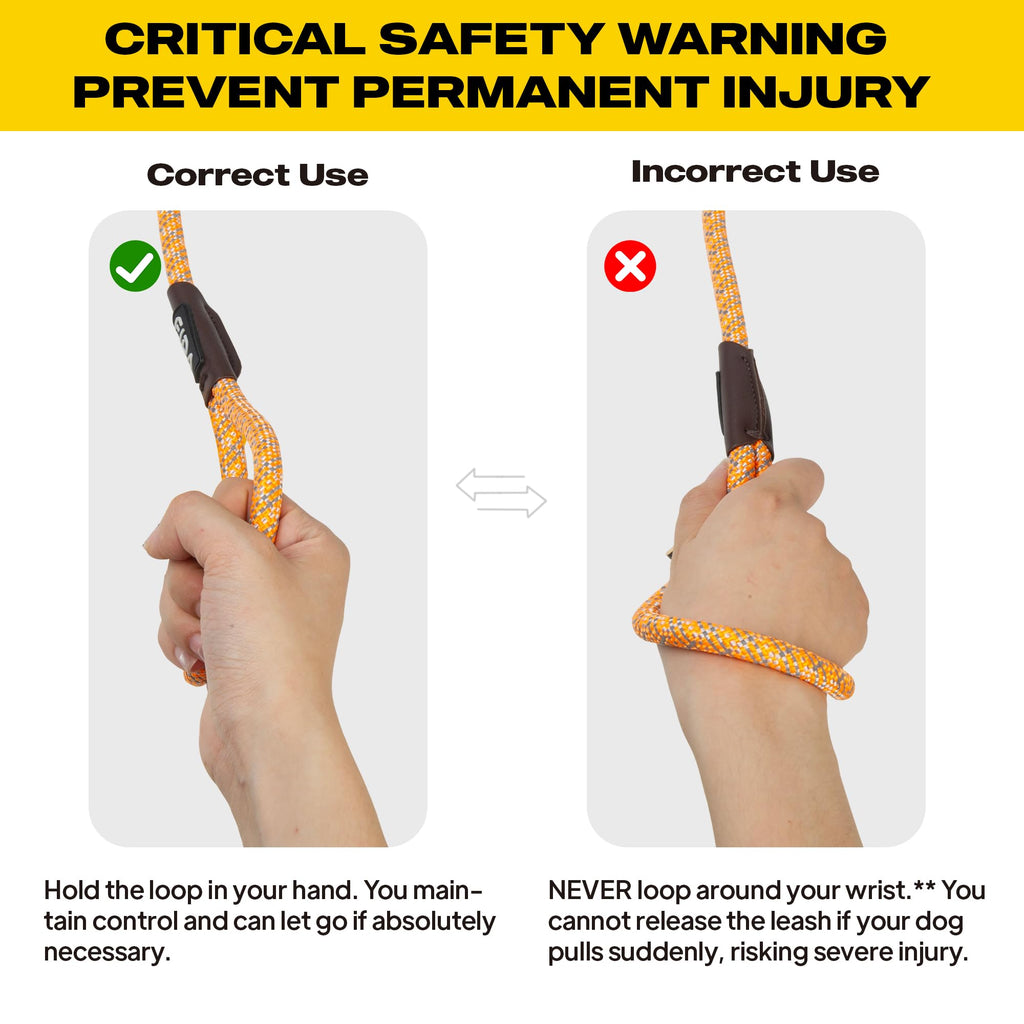 Durable Slip Lead Dog Leash, Heavy Duty Dog Loop Leashes, Comfortable Strong Rope Slip Leash for Large Medium Dogs, No Pull Pet Training Lead with Highly Reflective