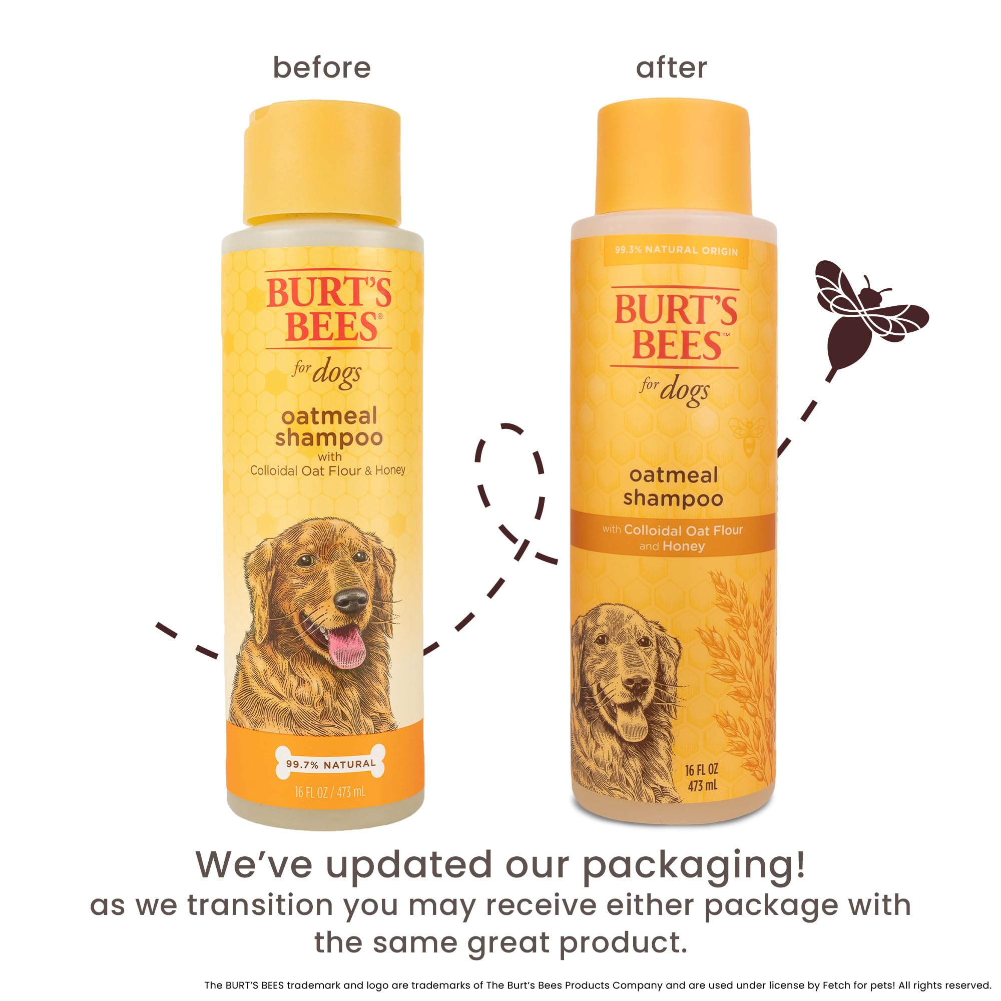 Burt's Bees for Pets Oatmeal Shampoo for Dogs with Colloidal Oat Flour and Honey - Skin Soothing Dog Oatmeal Shampoo, Moisturizing Dog Wash for Itchy Dry Skin, Essential Grooming Supplies, 16 Fl Oz