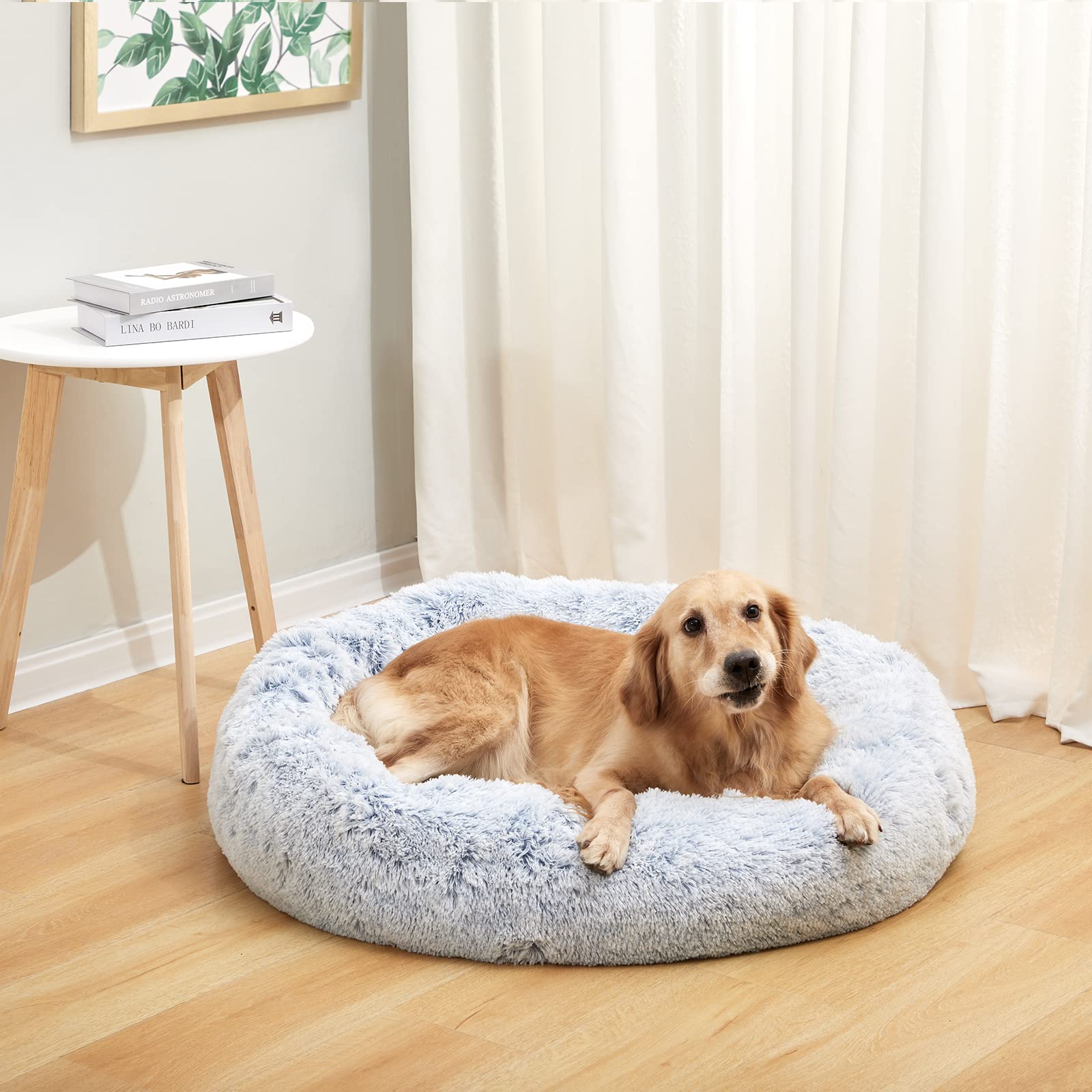 Calming Donut Dog Bed for Extra Large Dogs, Round Plush Bed with Non-Slip Bottom
