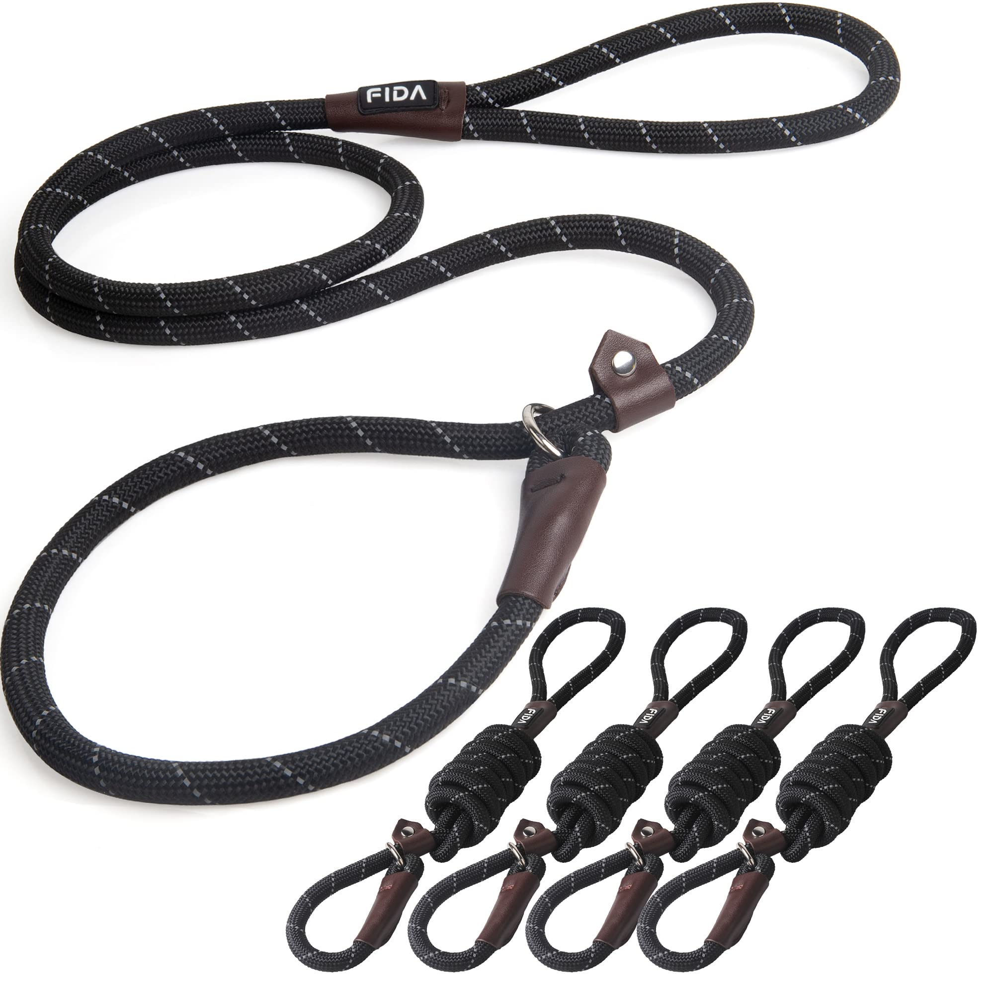 Durable Slip Lead Dog Leash, Heavy Duty Dog Loop Leashes, Comfortable Strong Rope Slip Leash for Large Medium Dogs, No Pull Pet Training Lead with Highly Reflective