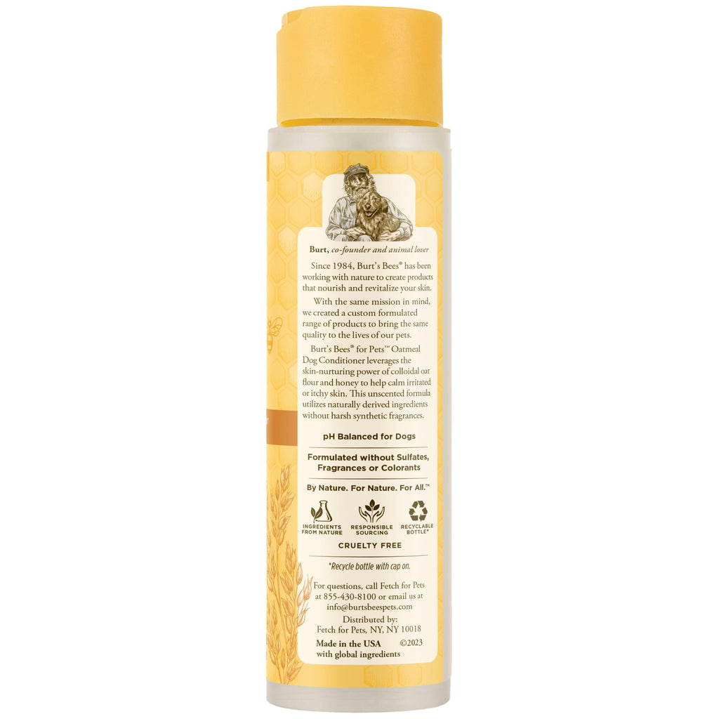Burt's Bees for Pets Oatmeal Dog Conditioner with Colloidal Oat Flour & Honey - Soothing Relief Conditioner for Dogs, Gentle Dog Hair Conditioner for Oatmeal Bath, Grooming Supplies, 10 Fl Oz