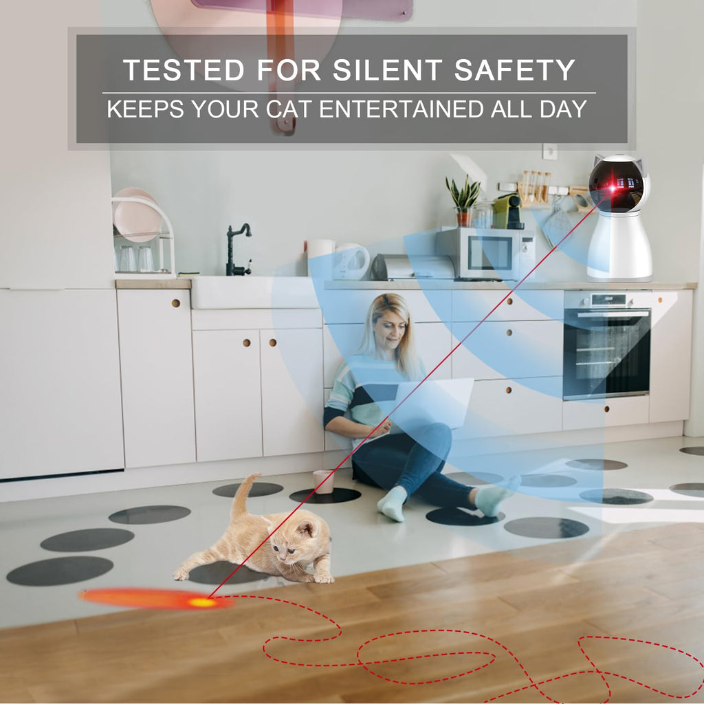 Premium Laser Cat Toys for Indoor Cats,The 4th Generation Real Random Trajectory Motion Activated Rechargeable Automatic Cat Laser Toy,Interactive Cat Toys for Bored Indoor Adult Cats/Kittens(White)