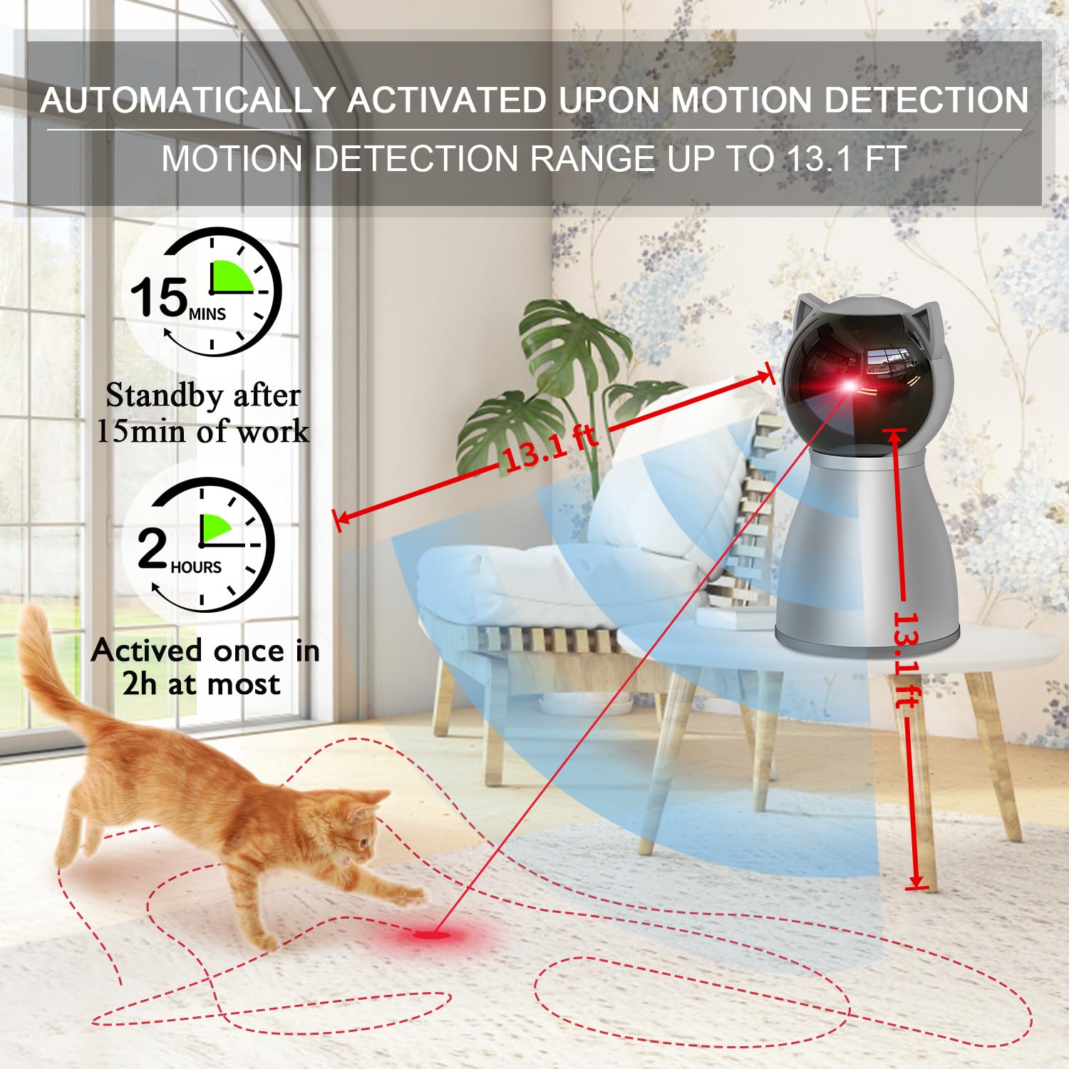 Premium Laser Cat Toys for Indoor Cats,The 4th Generation Real Random Trajectory Motion Activated Rechargeable Automatic Cat Laser Toy,Interactive Cat Toys for Bored Indoor Adult Cats/Kittens(White)