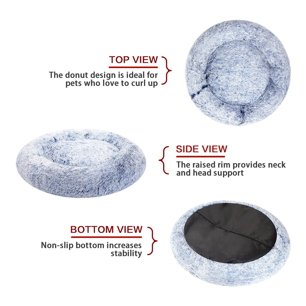 Calming Donut Dog Bed for Extra Large Dogs, Round Plush Bed with Non-Slip Bottom