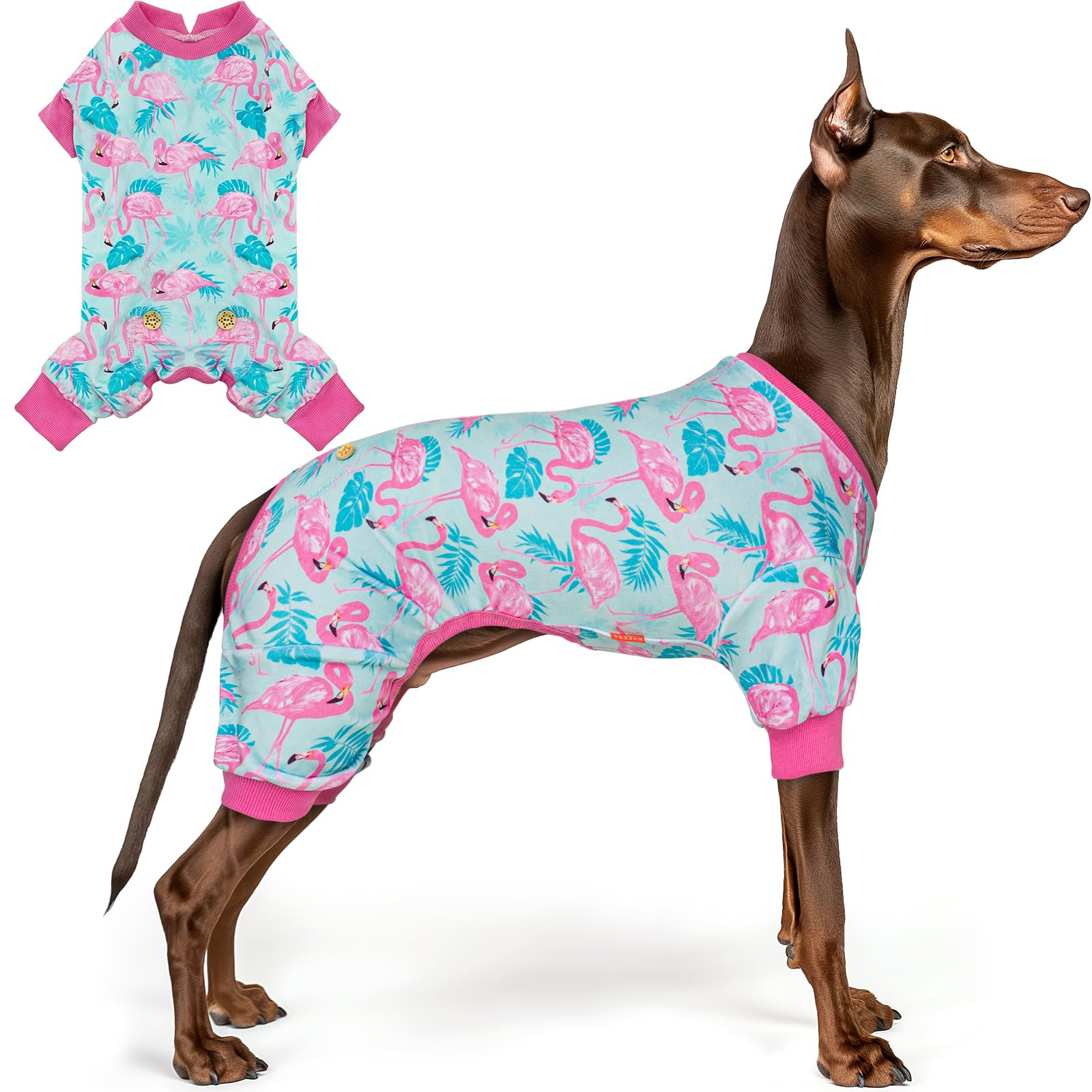 Dog Pajamas Velvet Dog Pajamas Large Sized Dogs Soft Dogs Clothes Pjs with Yellow Ducks Pattern Stretchy Pet Jammies Coat Comfy Pet Onesie Costume