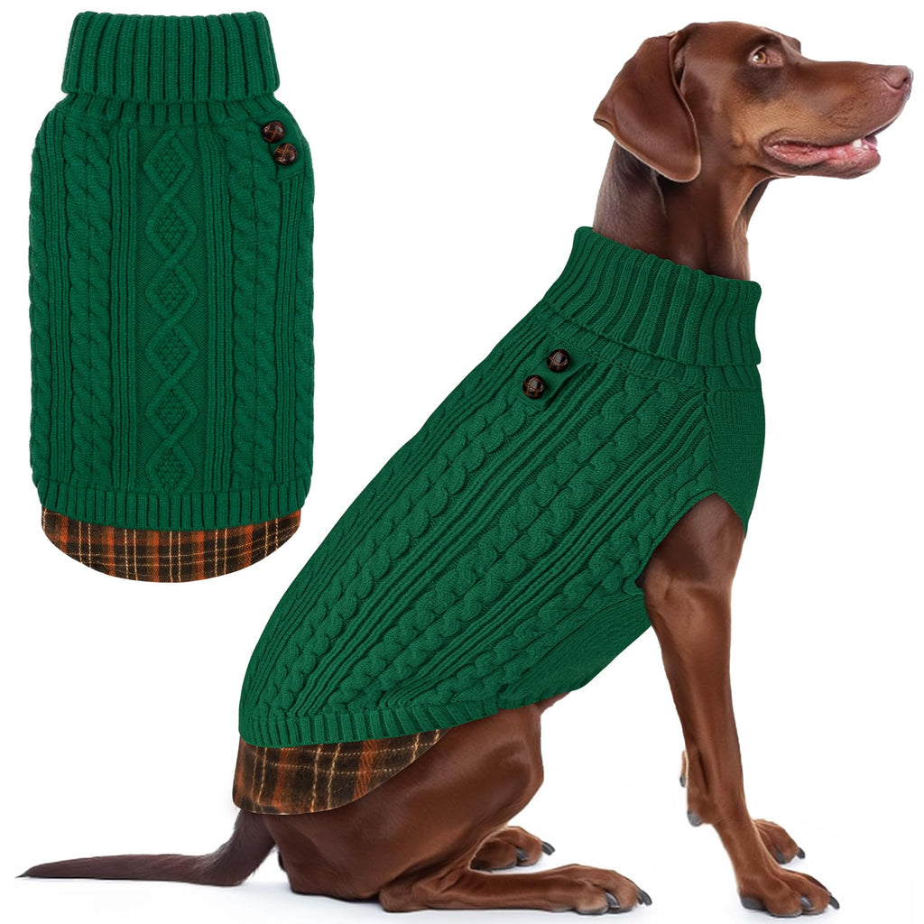 Premium Dog Sweater Soft Pullover Dog Sweaters for Small Dogs Male Stretchy Knitwear Cat Clothes Warm Turtleneck Small Dogs Sweater with Gingham Patchwork Comfy Pet Coat for Fall Winter Cold Weather