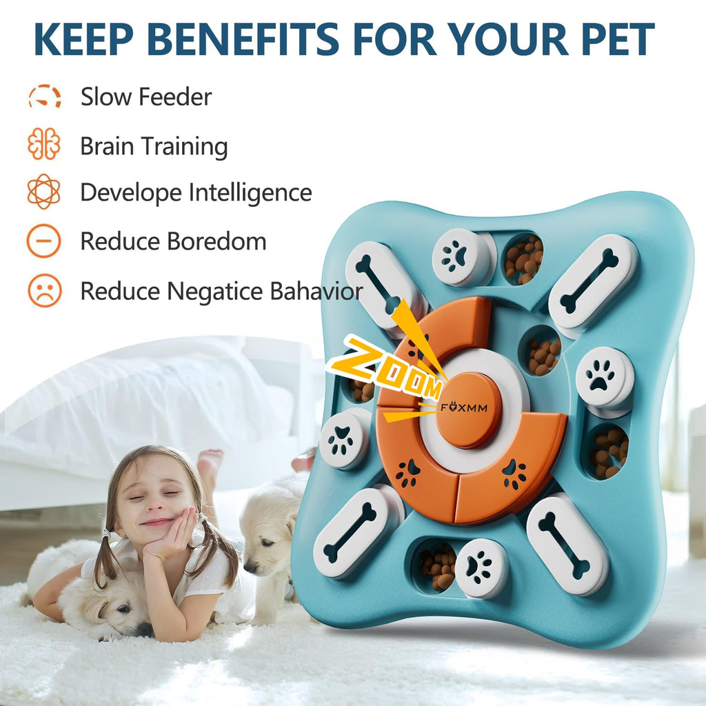 Interactive Dog Treat Puzzle Toys for IQ Training & Mental Stimulating,Fun Slow Feeder,Large Medium Small Dogs Enrichment Toys with Squeak Design