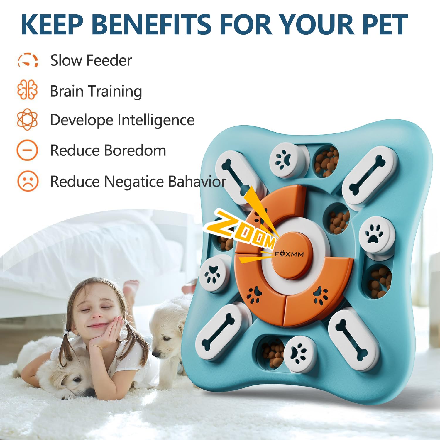 Interactive Dog Treat Puzzle Toys for IQ Training & Mental Stimulating,Fun Slow Feeder,Large Medium Small Dogs Enrichment Toys with Squeak Design