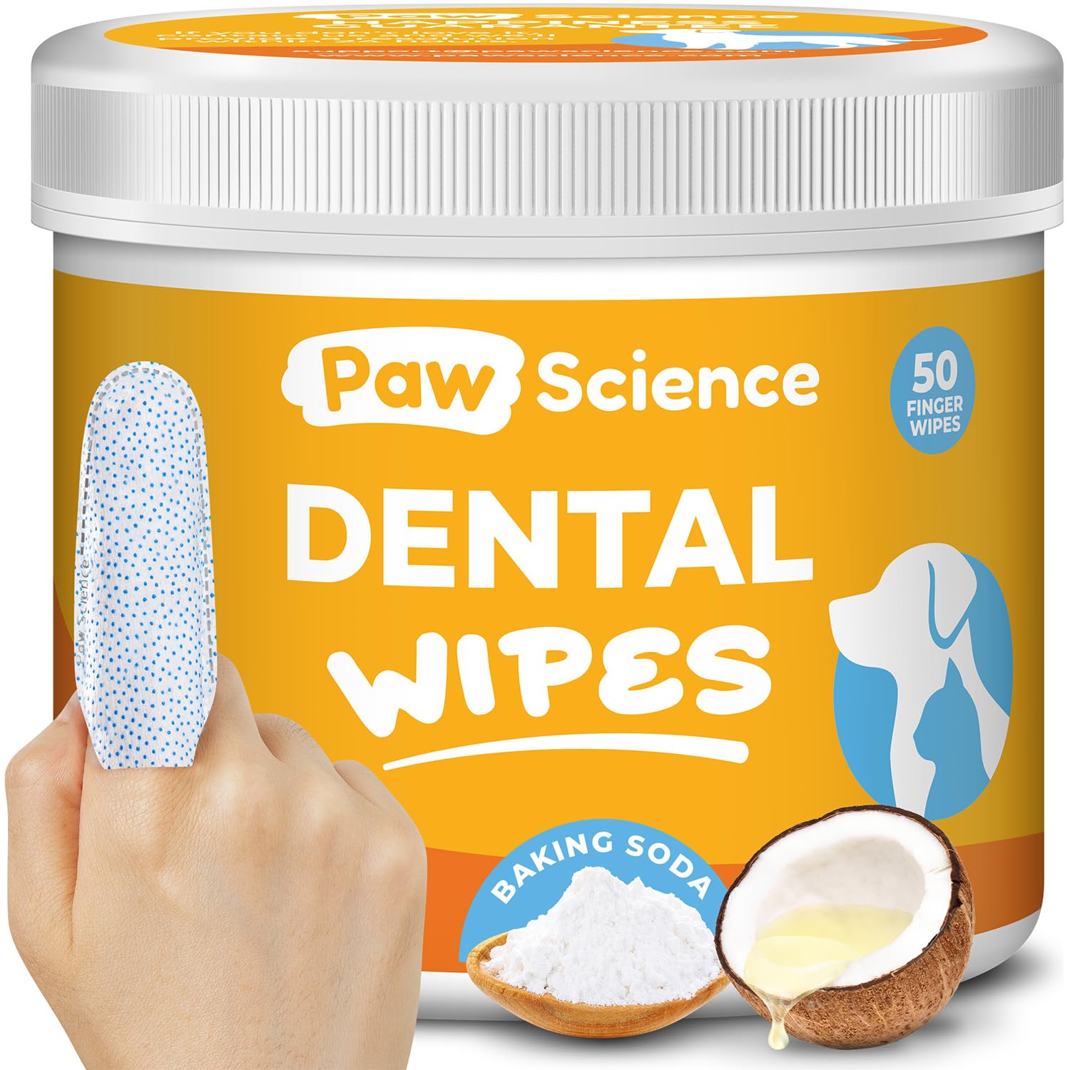 Dog & Cat Teeth Cleaning Wipes - Dental Finger Wipes for Cats & Dogs - Pet Toothbrush & Tooth Brushing Kit - Effective Teeth Cleaner (Unscented)