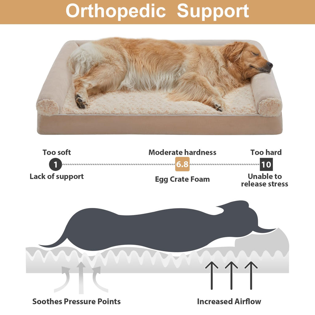 BFPETHOME Dog Beds for Large Dogs, Orthopedic Dog Bed for Medium Large Dogs,Big Waterproof Couch Pet Bed with Removable Washable Cover