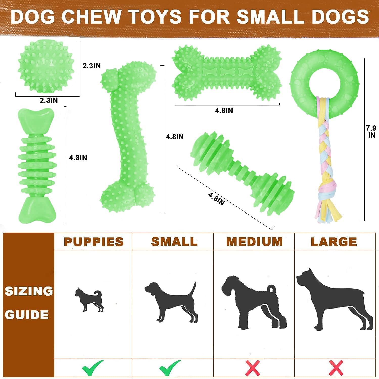 6 Pack Red Dog Chew Toys, Small Dog Teething Toys, Dental Health & Interactive Play