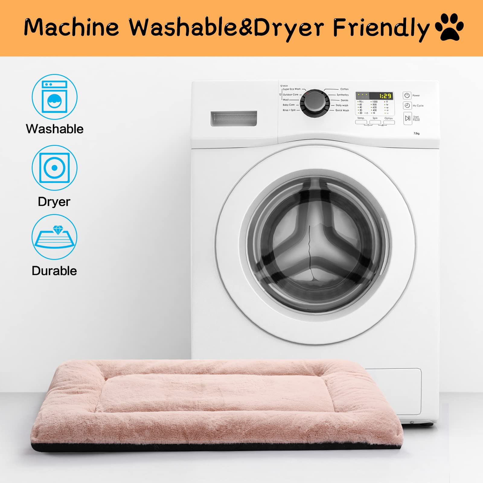 Dog Beds Crate Pad for Medium/Large Dogs Fit Metal,Ultra Soft, Washable & Anti-Slip Kennel Pad for Dogs Cozy Sleeping