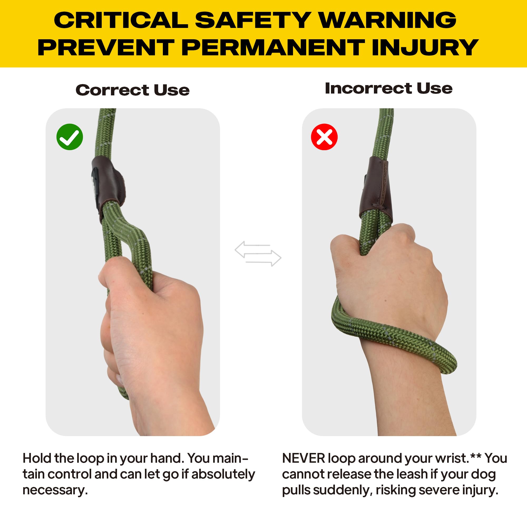 Durable Slip Lead Dog Leash, Heavy Duty Dog Loop Leashes, Comfortable Strong Rope Slip Leash for Large Medium Dogs, No Pull Pet Training Lead with Highly Reflective