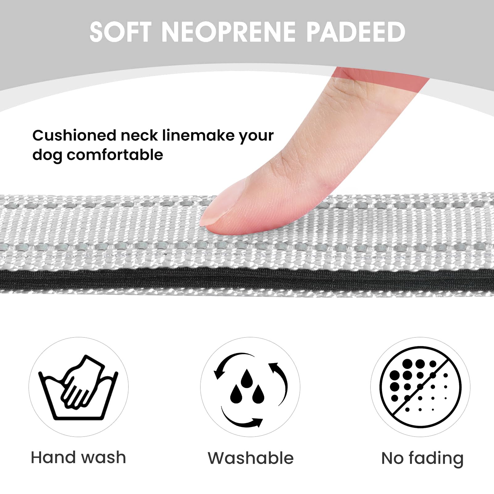 Reflective Dog Collar Padded with Soft Neoprene Breathable Quick Release Basic Dog Collars