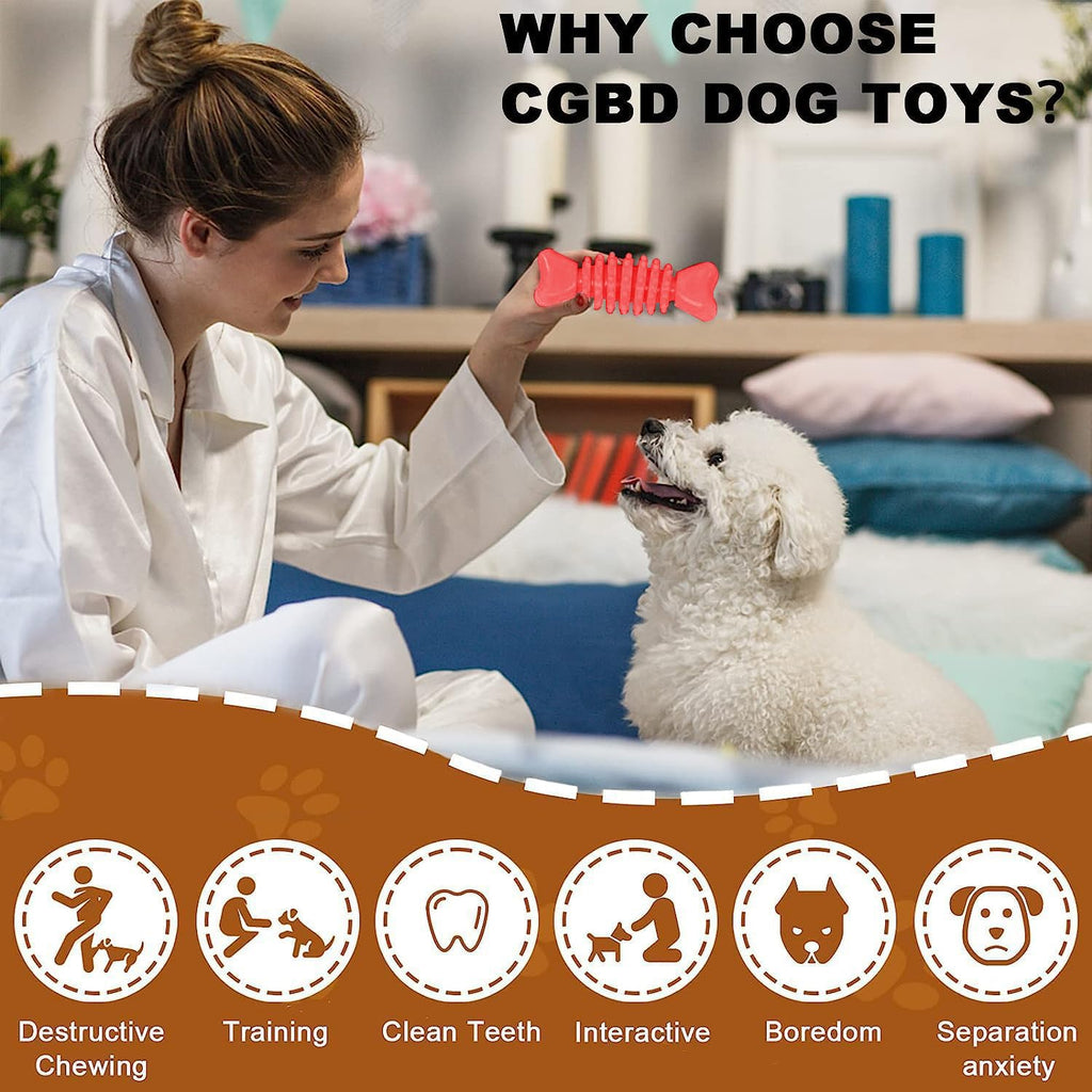 6 Pack Red Dog Chew Toys, Small Dog Teething Toys, Dental Health & Interactive Play