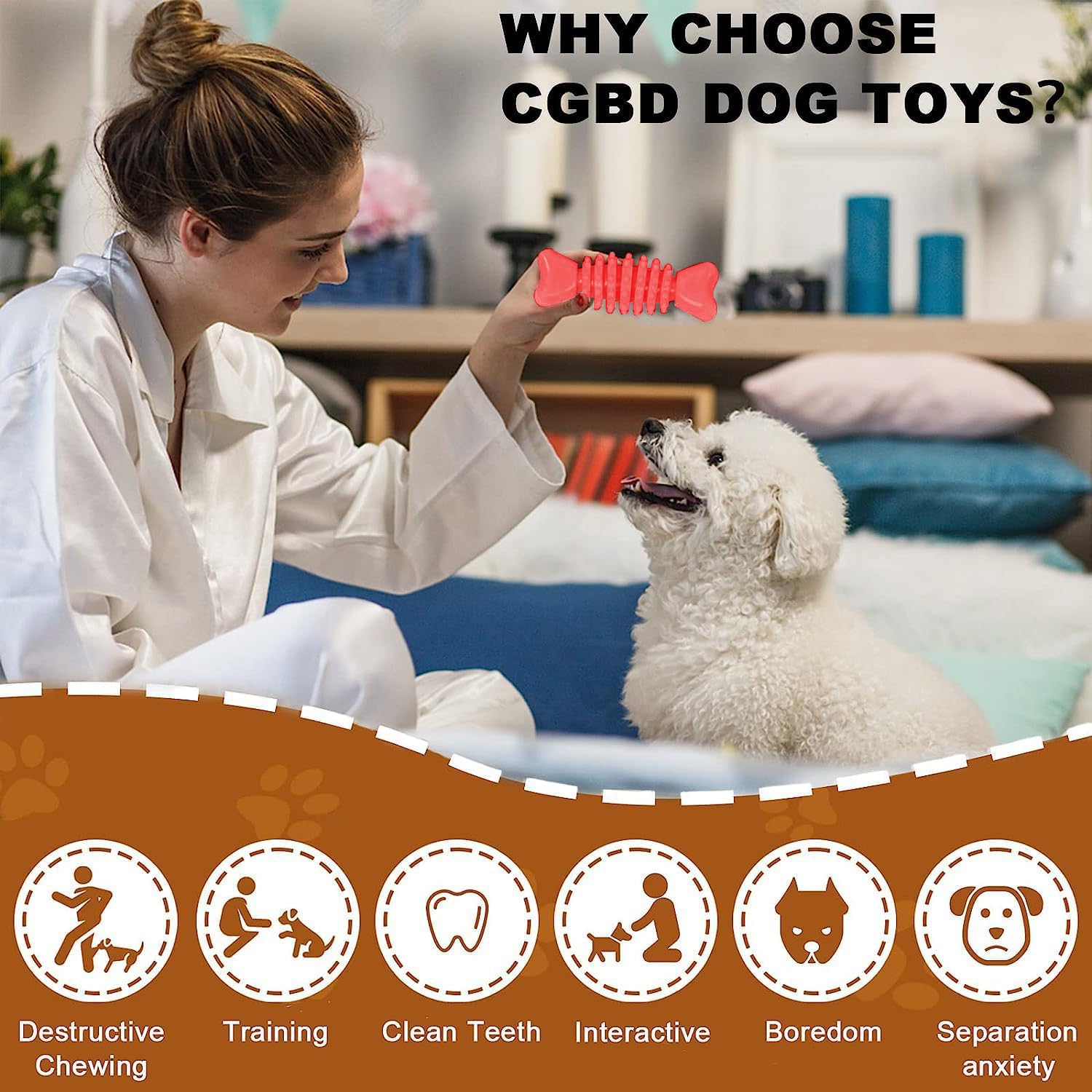 6 Pack Red Dog Chew Toys, Small Dog Teething Toys, Dental Health & Interactive Play