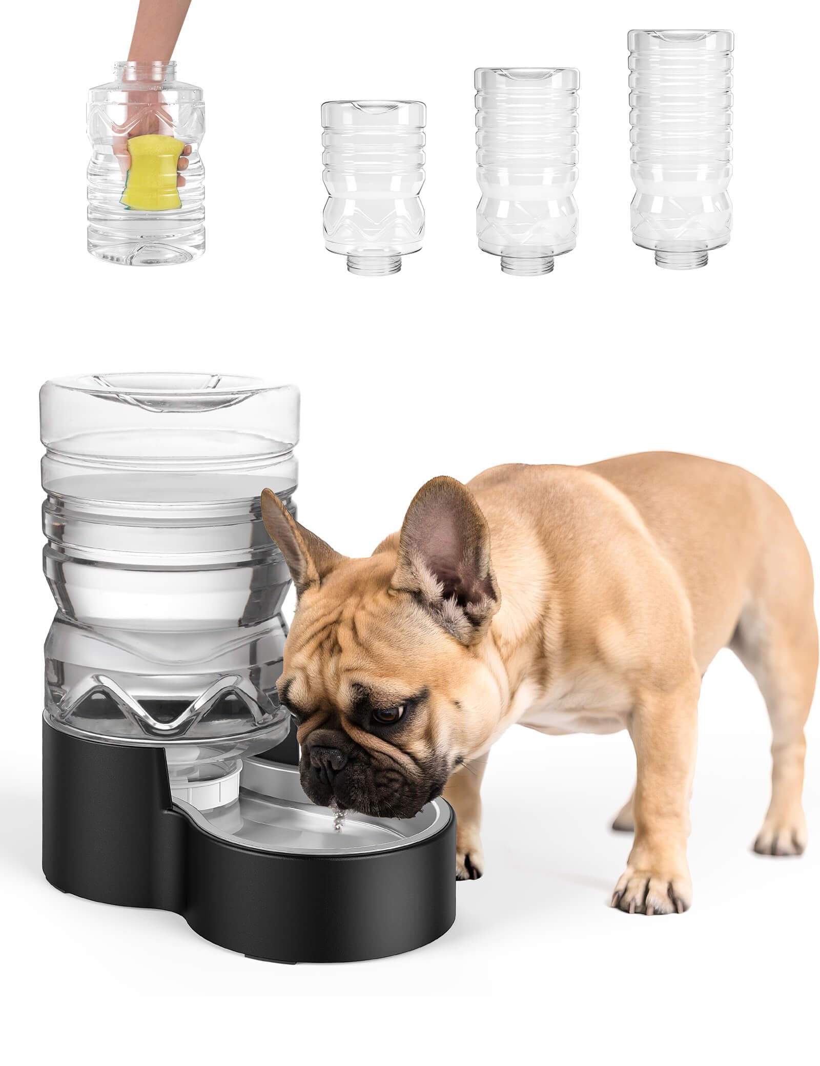Automatic Dog Water Dispenser【Wide Mouth for Easy Hand-in Cleaning】【Removable Stainless Steel Bowl】, Gravity Refilling Large Capacity for Cats and Dogs, Multi-Pet Homes