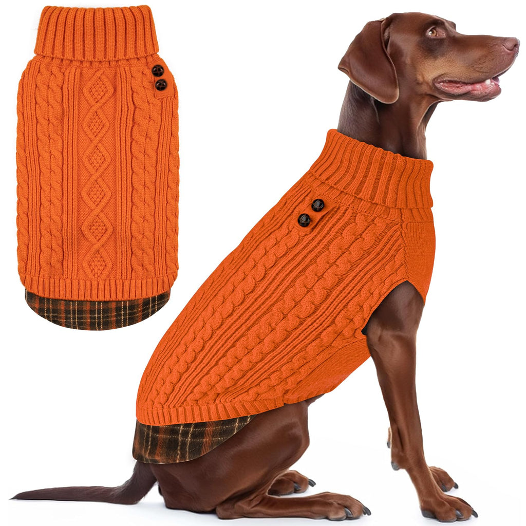Premium Dog Sweater Soft Pullover Dog Sweaters for Small Dogs Male Stretchy Knitwear Cat Clothes Warm Turtleneck Small Dogs Sweater with Gingham Patchwork Comfy Pet Coat for Fall Winter Cold Weather