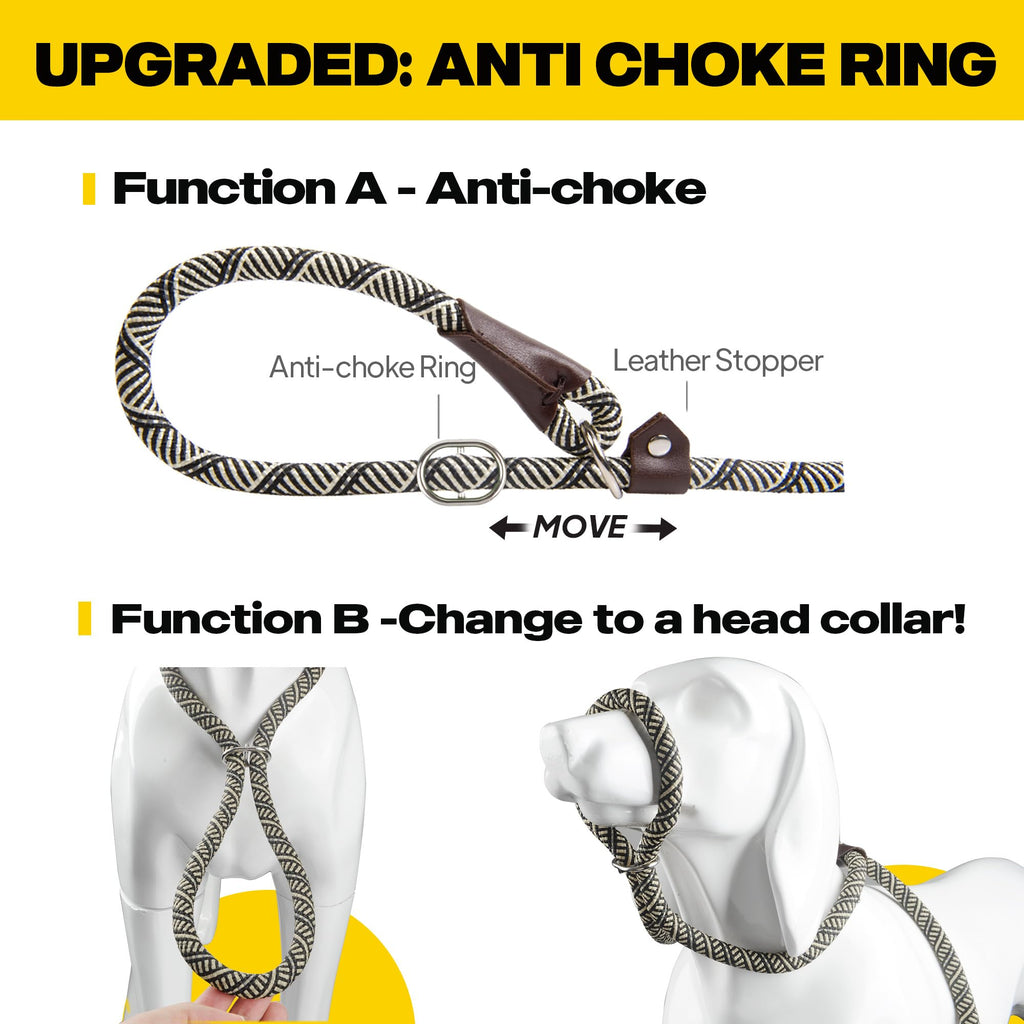 Durable Slip Lead Dog Leash, Heavy Duty Dog Loop Leashes, Comfortable Strong Rope Slip Leash for Large Medium Dogs, No Pull Pet Training Lead with Highly Reflective