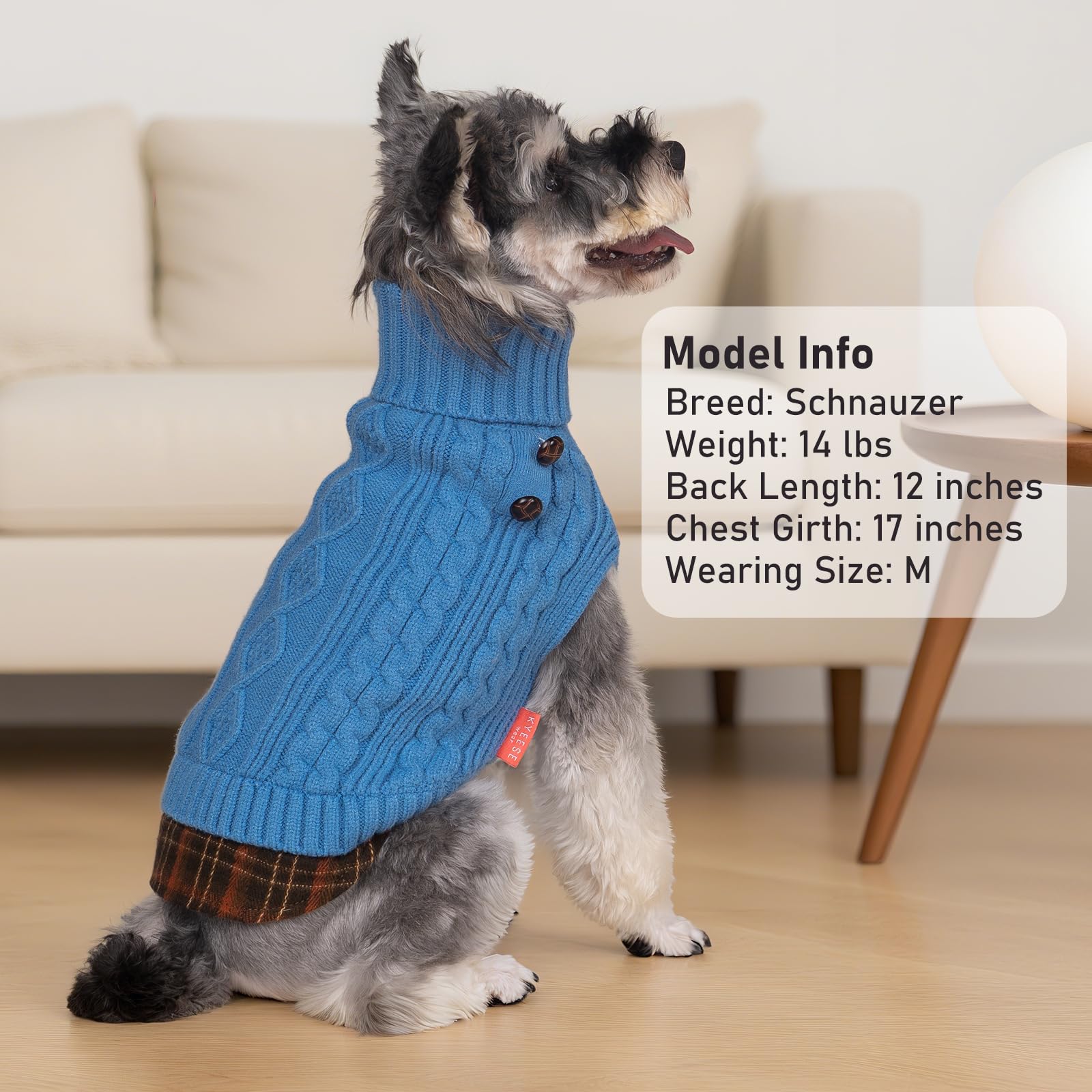 Premium Dog Sweater Soft Pullover Dog Sweaters for Small Dogs Male Stretchy Knitwear Cat Clothes Warm Turtleneck Small Dogs Sweater with Gingham Patchwork Comfy Pet Coat for Fall Winter Cold Weather