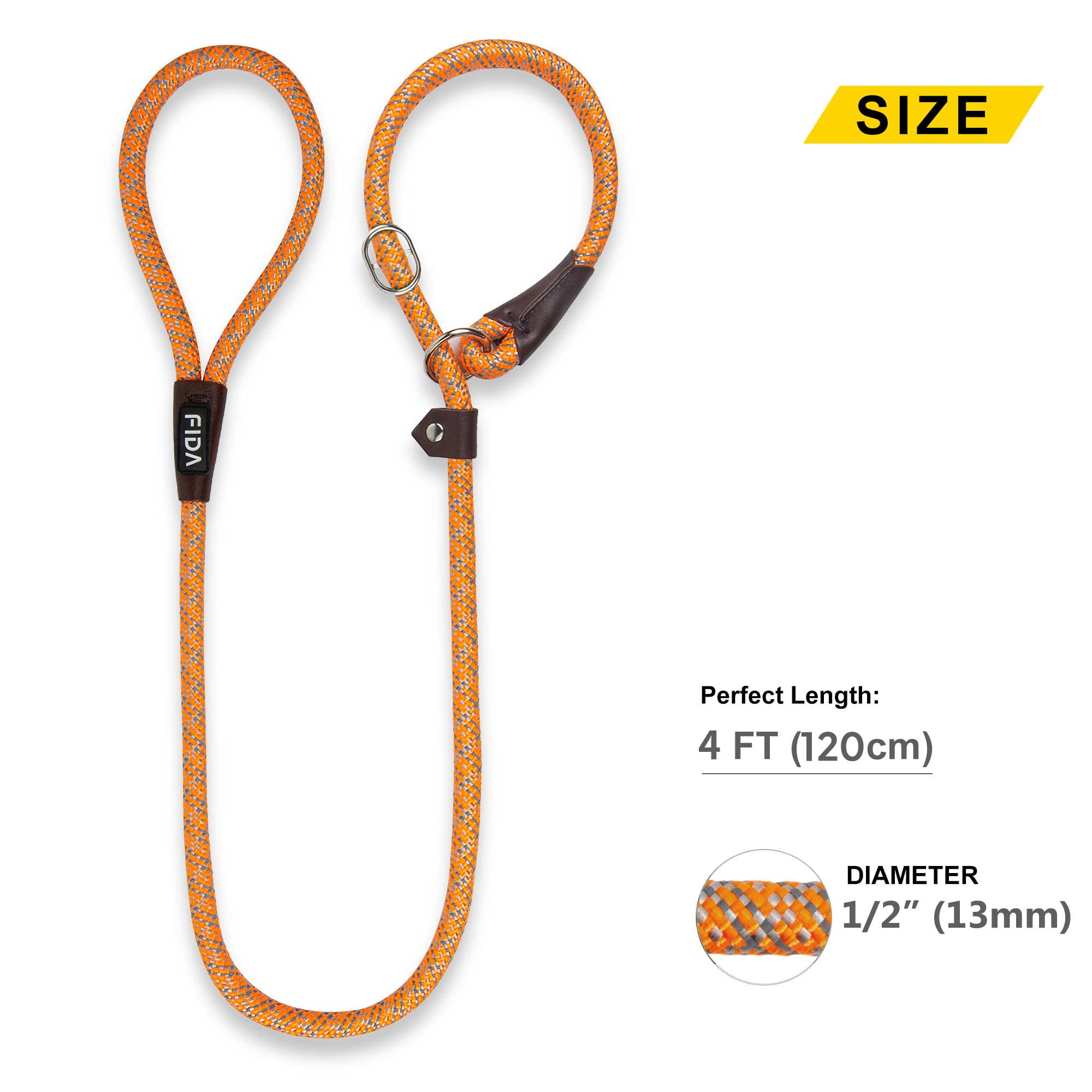 Durable Slip Lead Dog Leash, Heavy Duty Dog Loop Leashes, Comfortable Strong Rope Slip Leash for Large Medium Dogs, No Pull Pet Training Lead with Highly Reflective