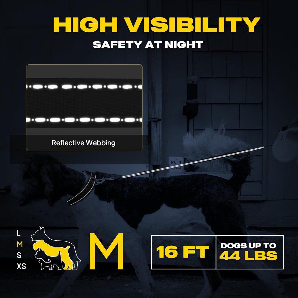 Retractable Dog Leash, 16 ft Dog Walking Leash for Small Dogs up to 26 lbs, 360° Tangle Free, Black